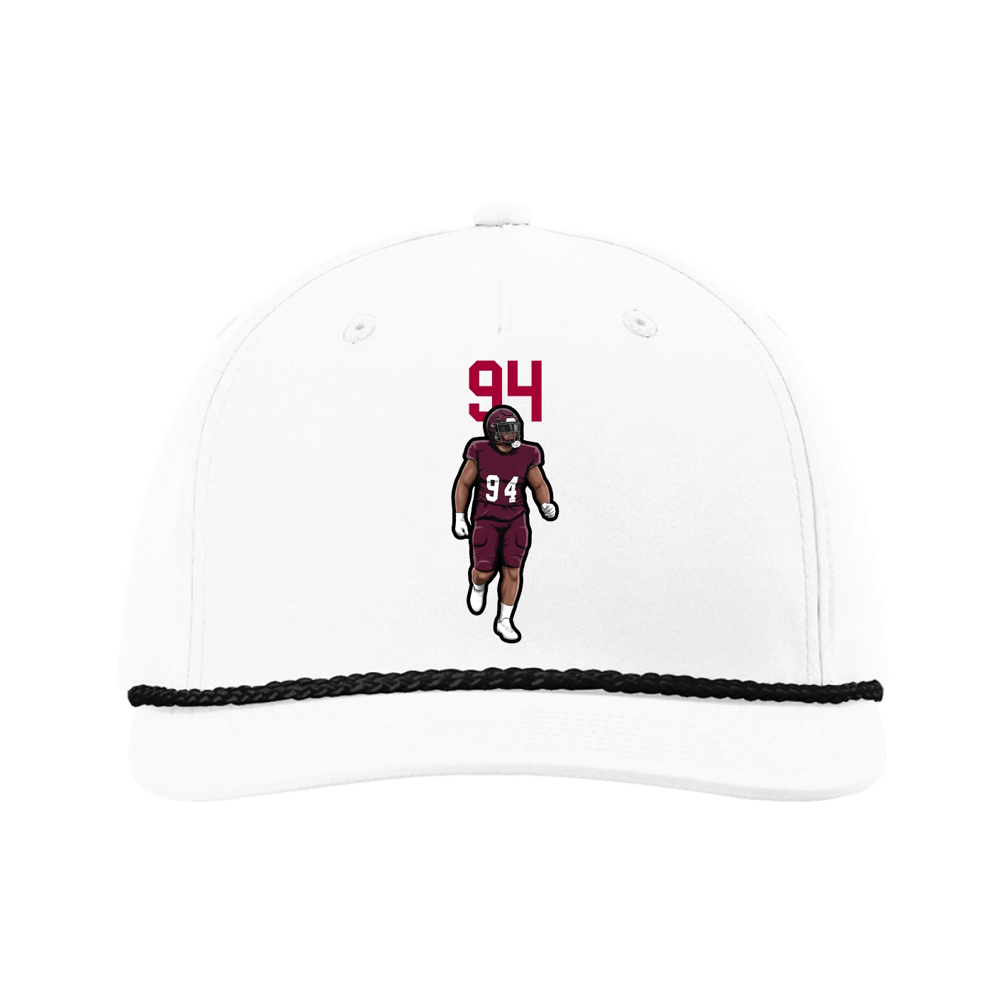 Five-Panel Classic Rope Cap — Number Top in White