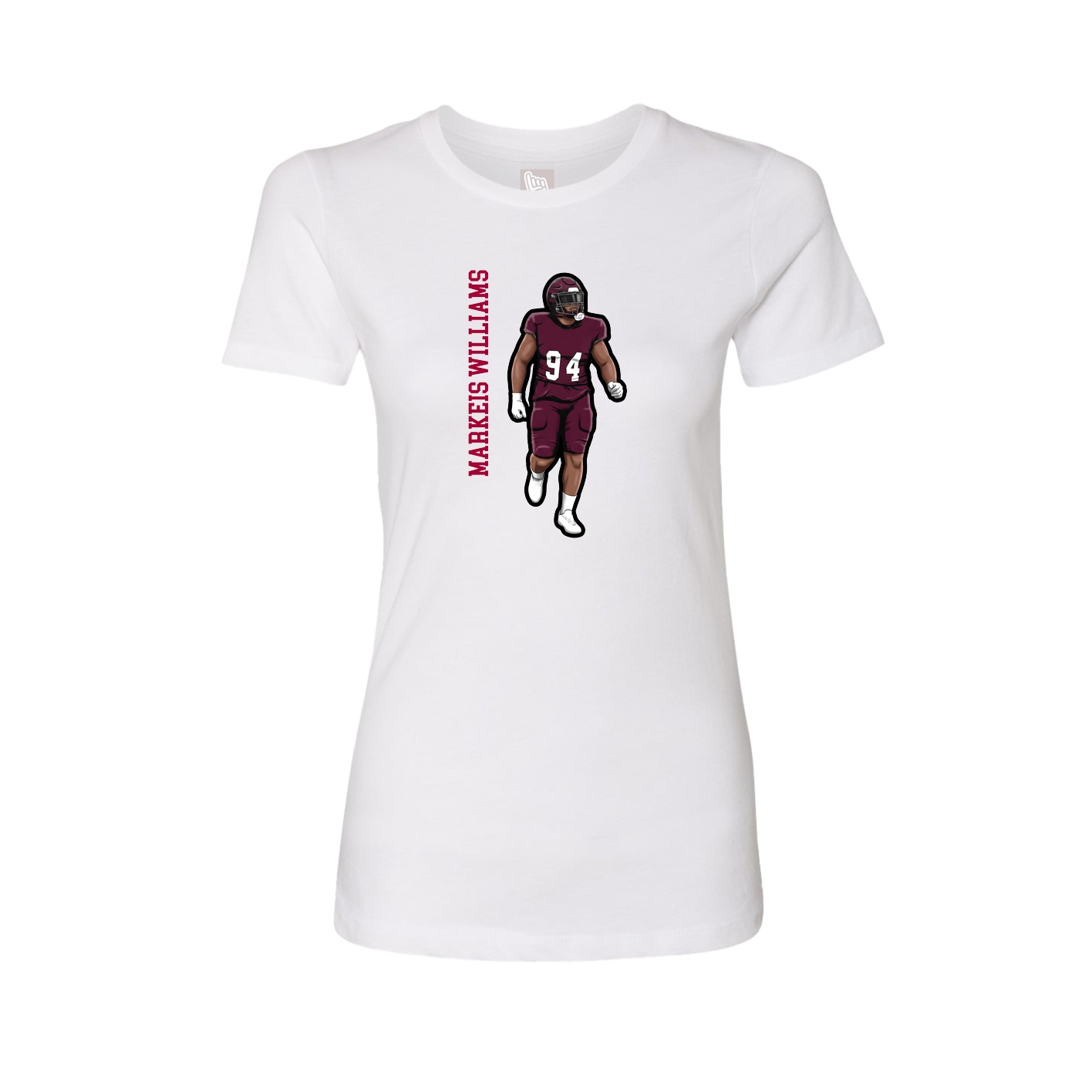 Fitted Women's Tee — Name Vertical in White