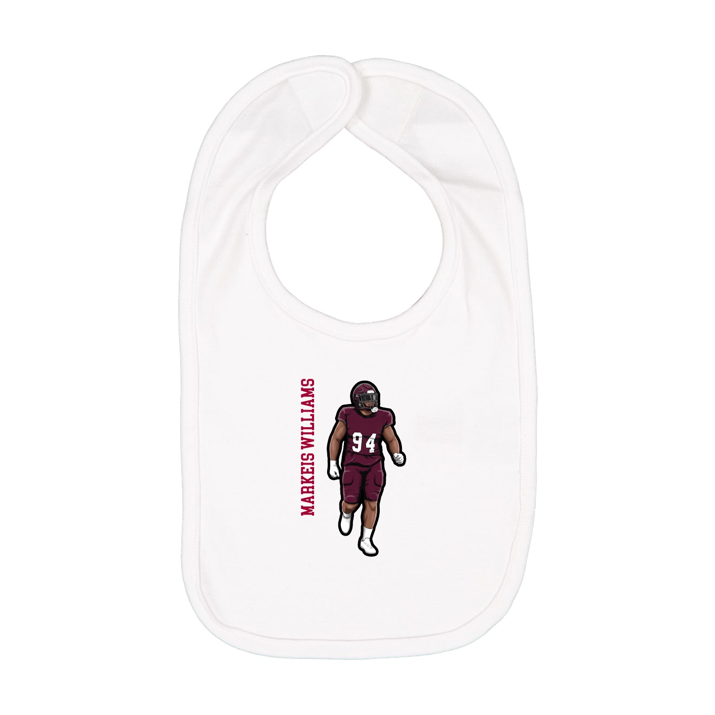 Infant Bib — Name Vertical in White