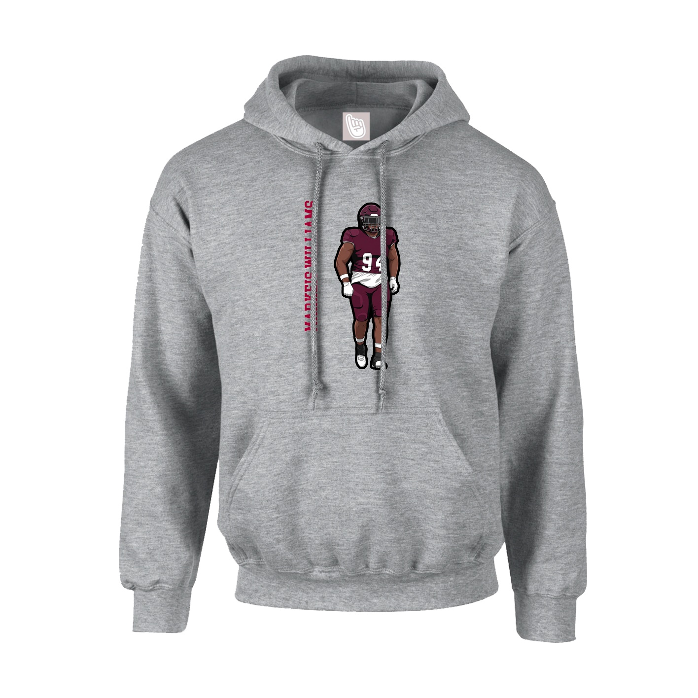 Youth Hoodie — Name Vertical in Grey