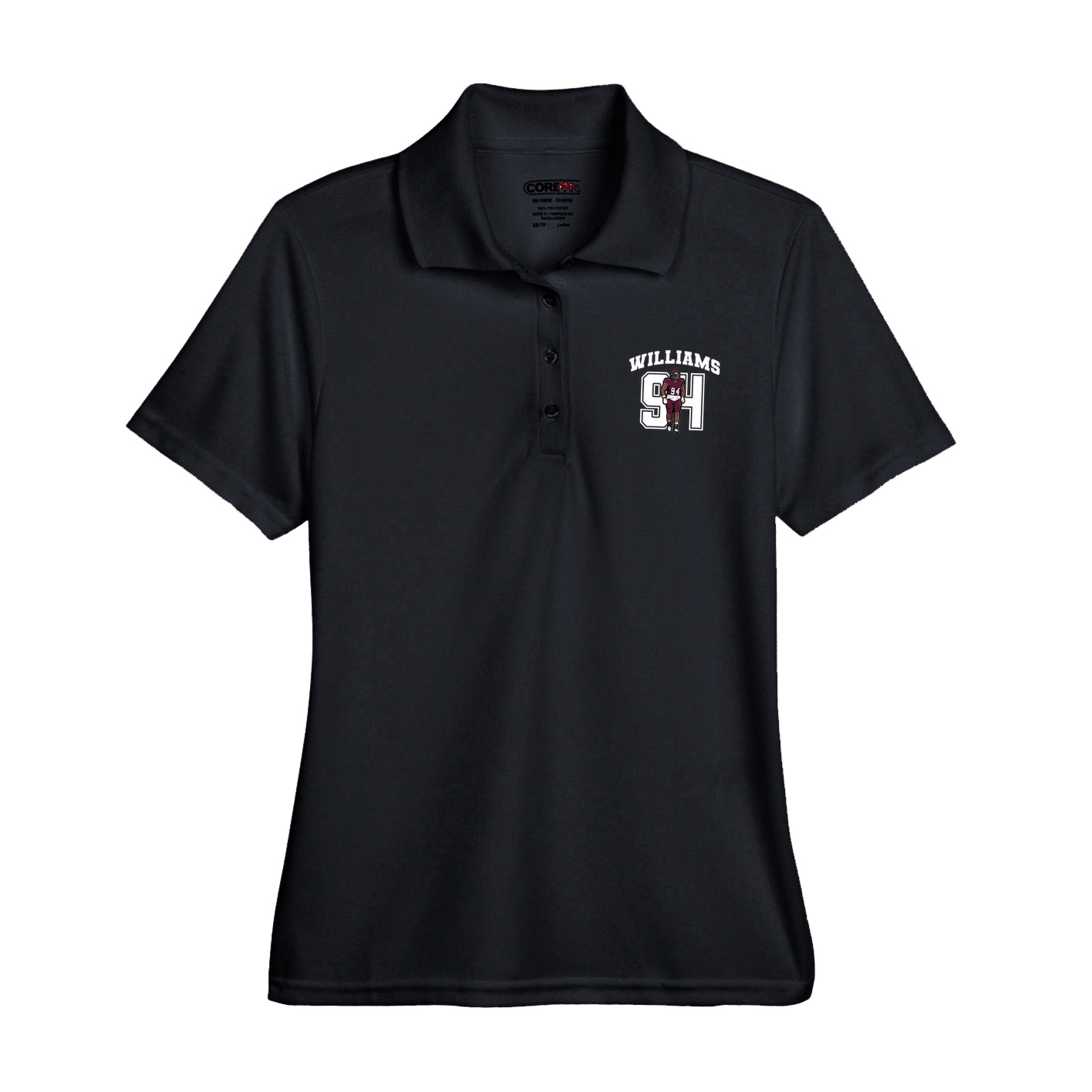 Womens Performance Polo — Number in Black