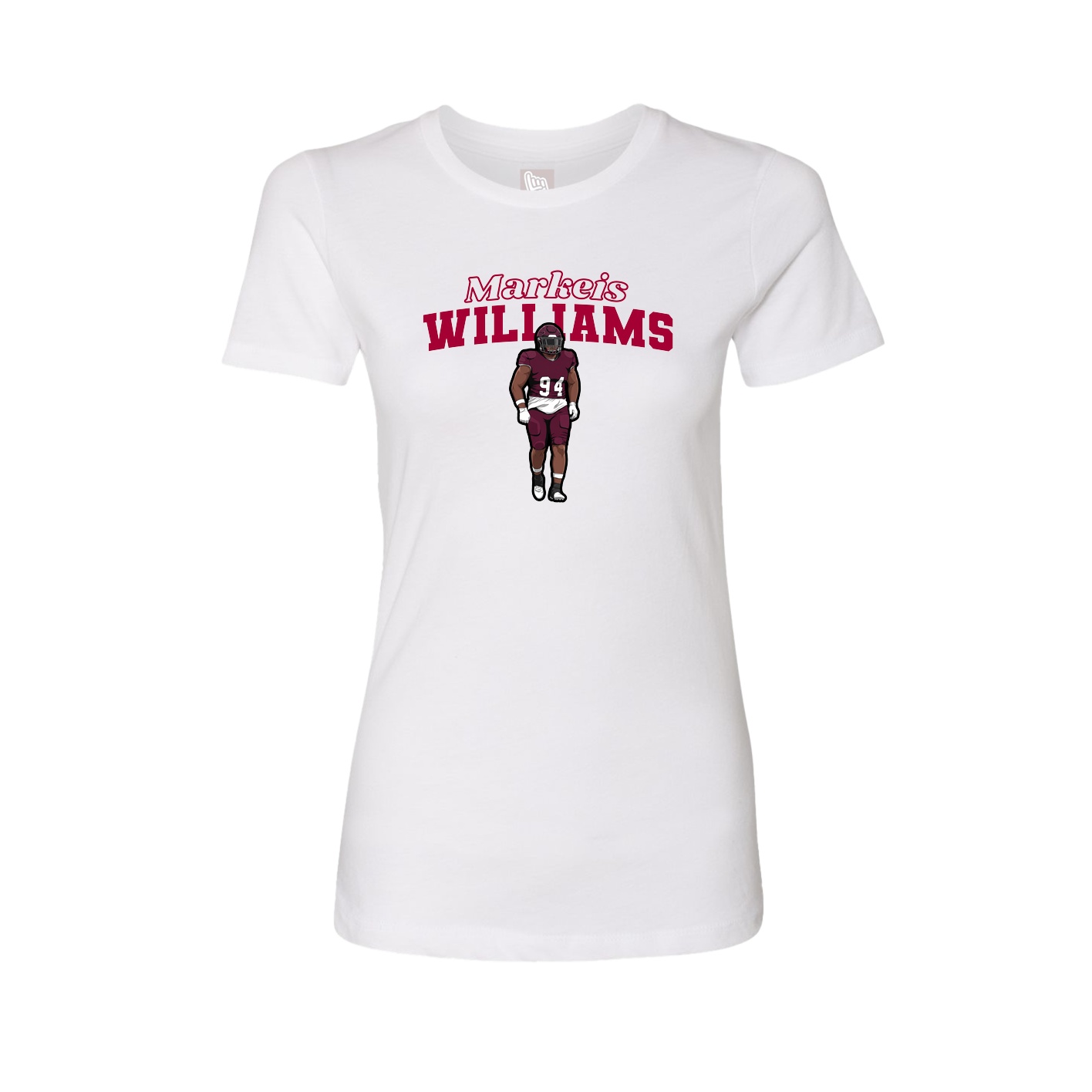 Fitted Women's Tee — Name Arch in White
