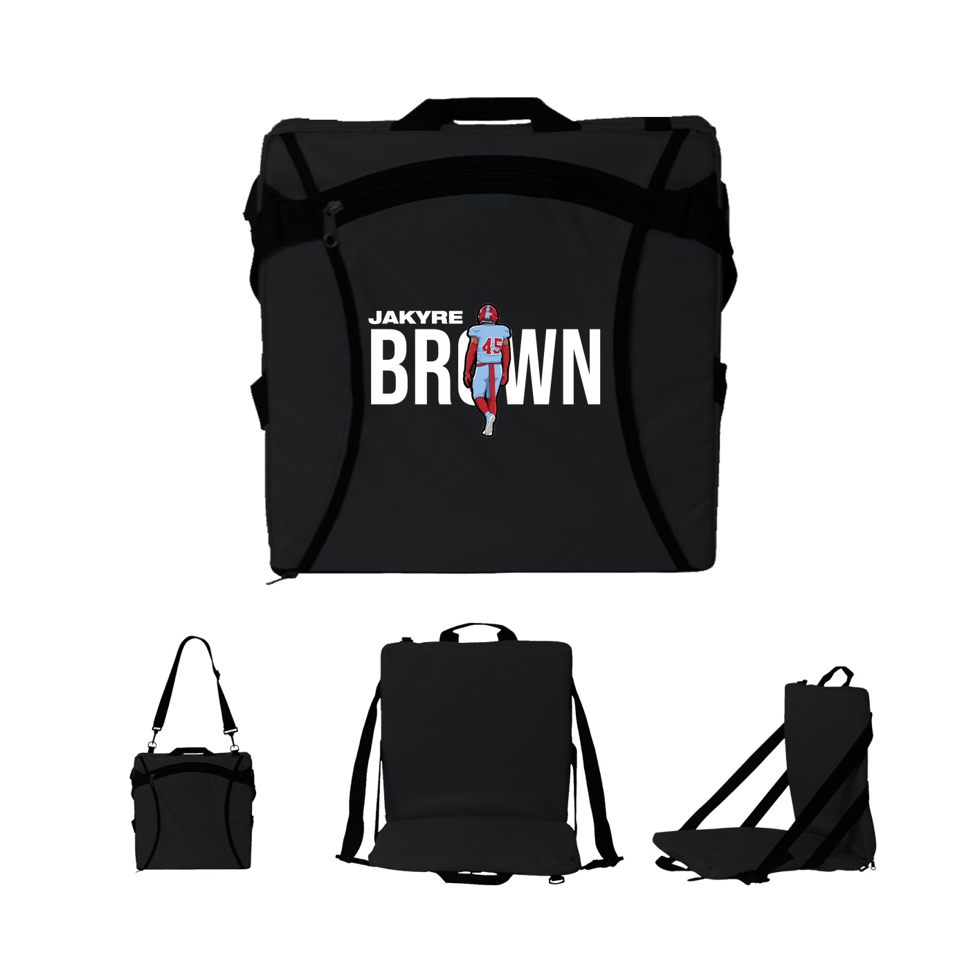 Folding Stadium Seat — Player Name in Black
