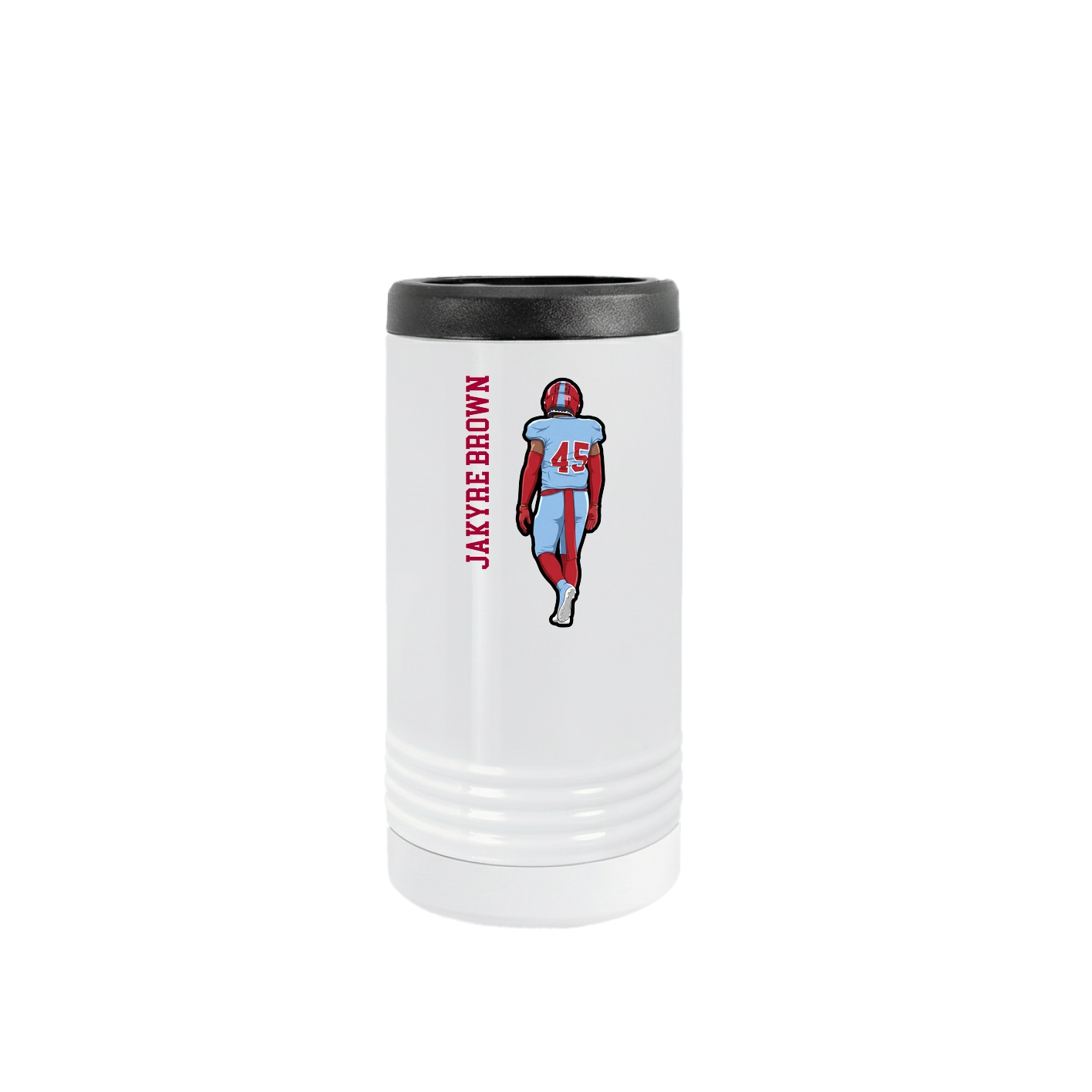 Slim Beverage Holder — Name Vertical in White