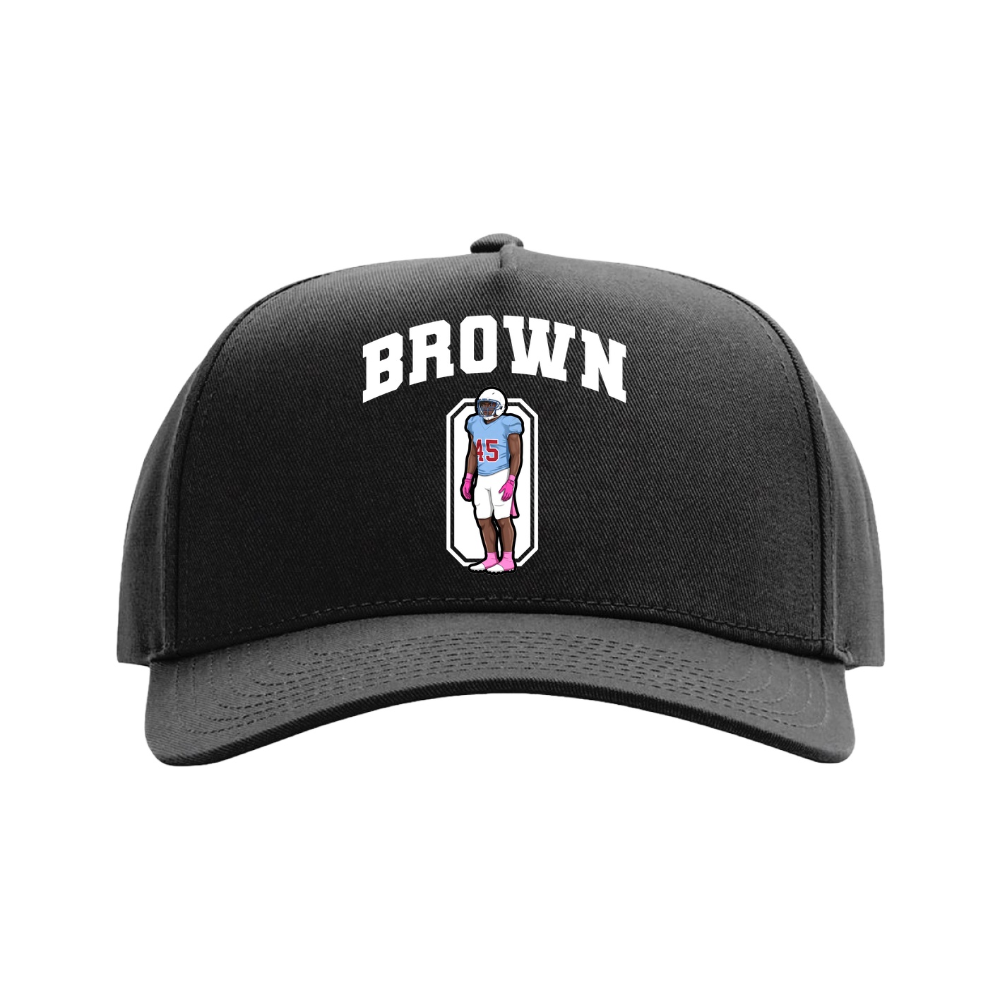Full Fabric Five-Panel Champ Cap — Number in Black