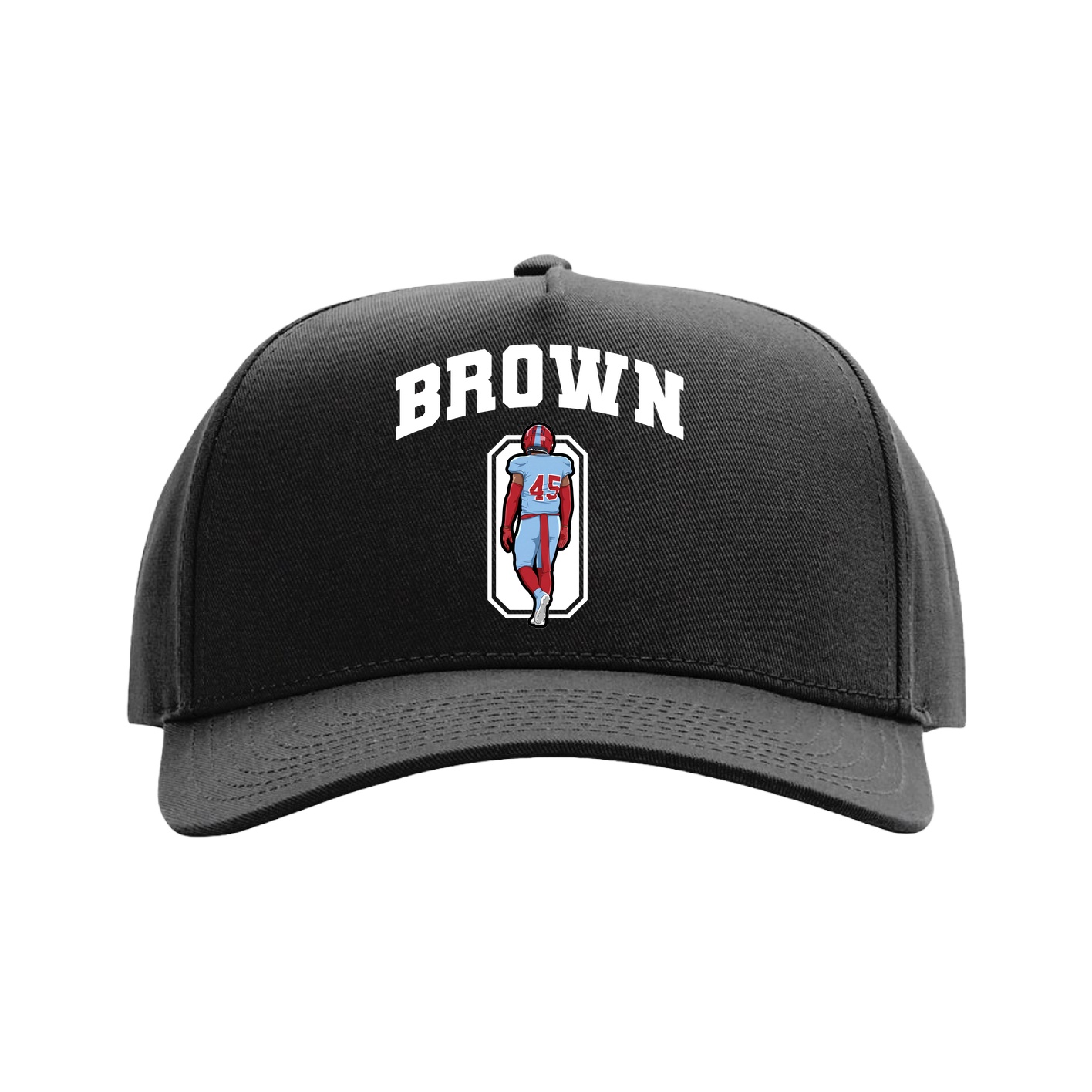 Full Fabric Five-Panel Champ Cap — Number in Black
