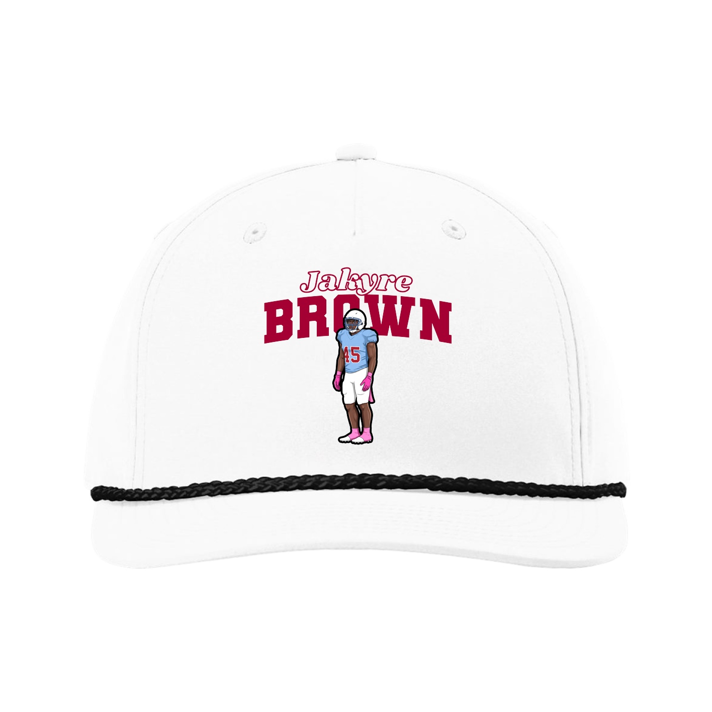 Five-Panel Classic Rope Cap — Name Arch in White