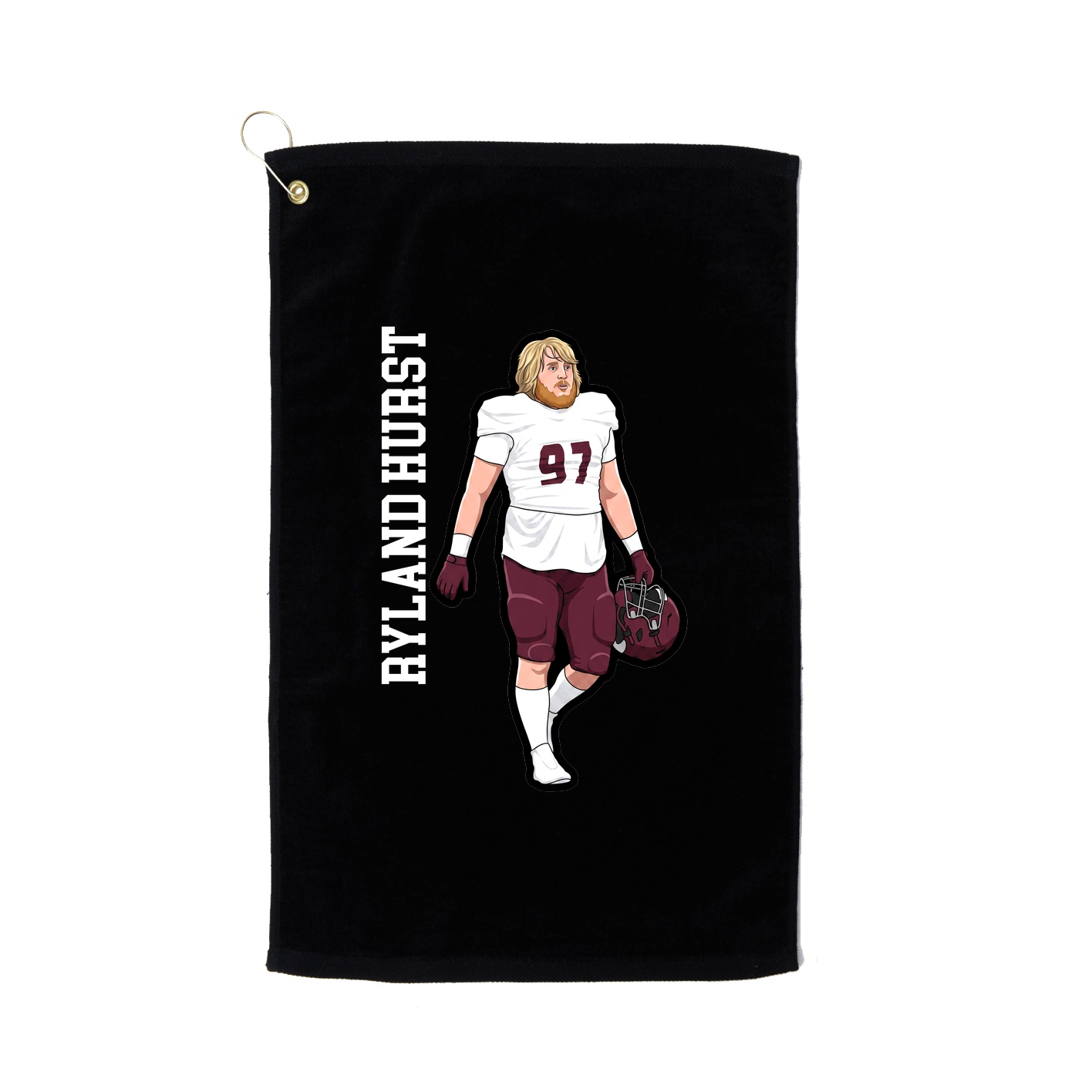 Golf Towel — Name Vertical in Black