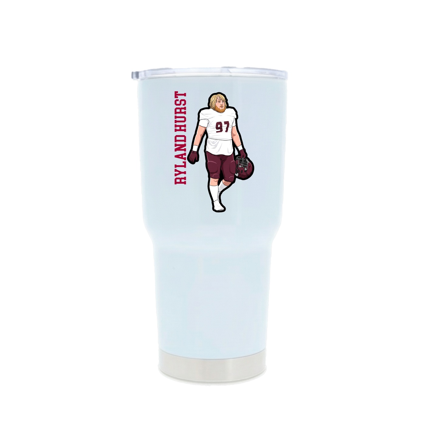 30oz Stainless Steel Tumbler — Name Vertical in White
