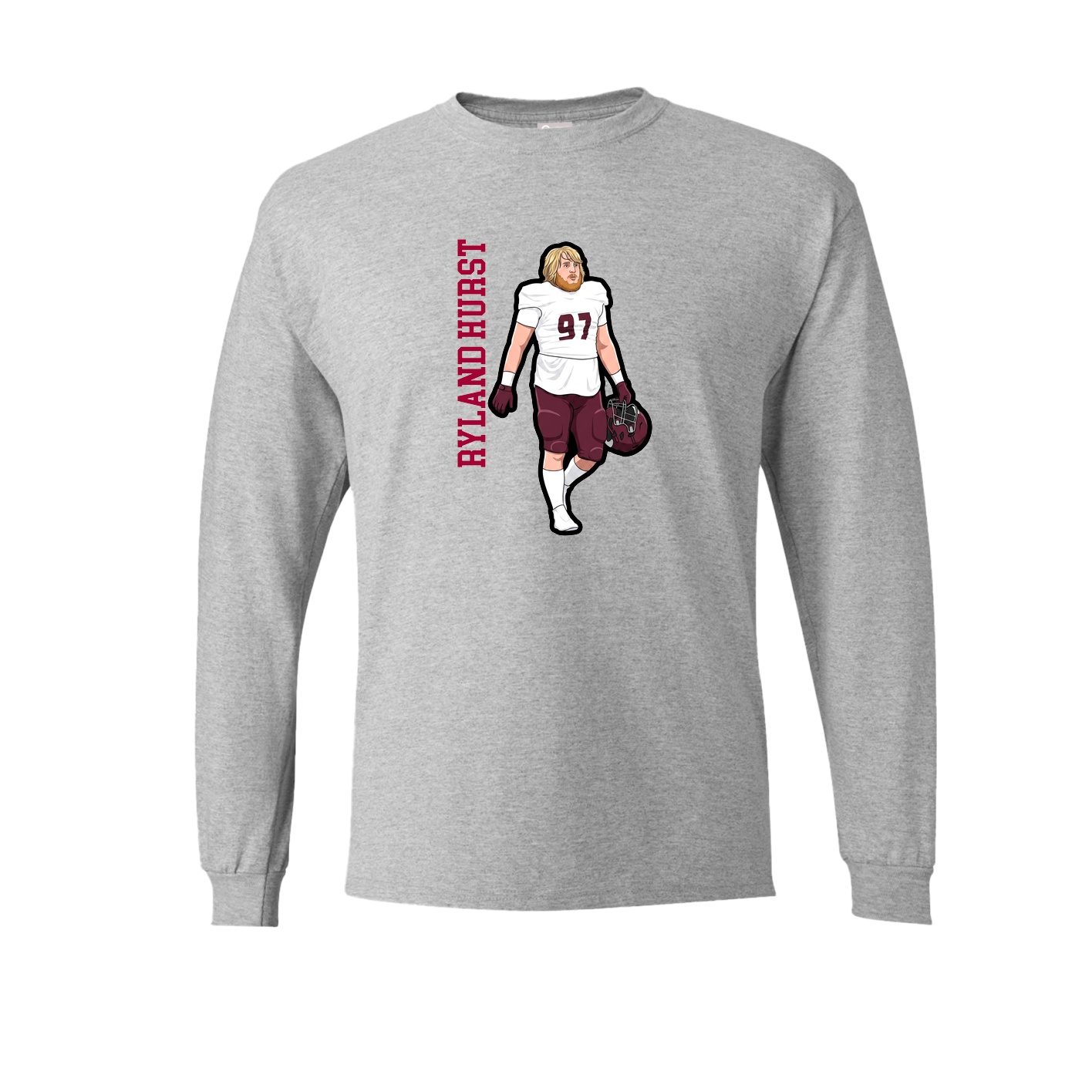 Long Sleeve Tee — Name Vertical in Grey