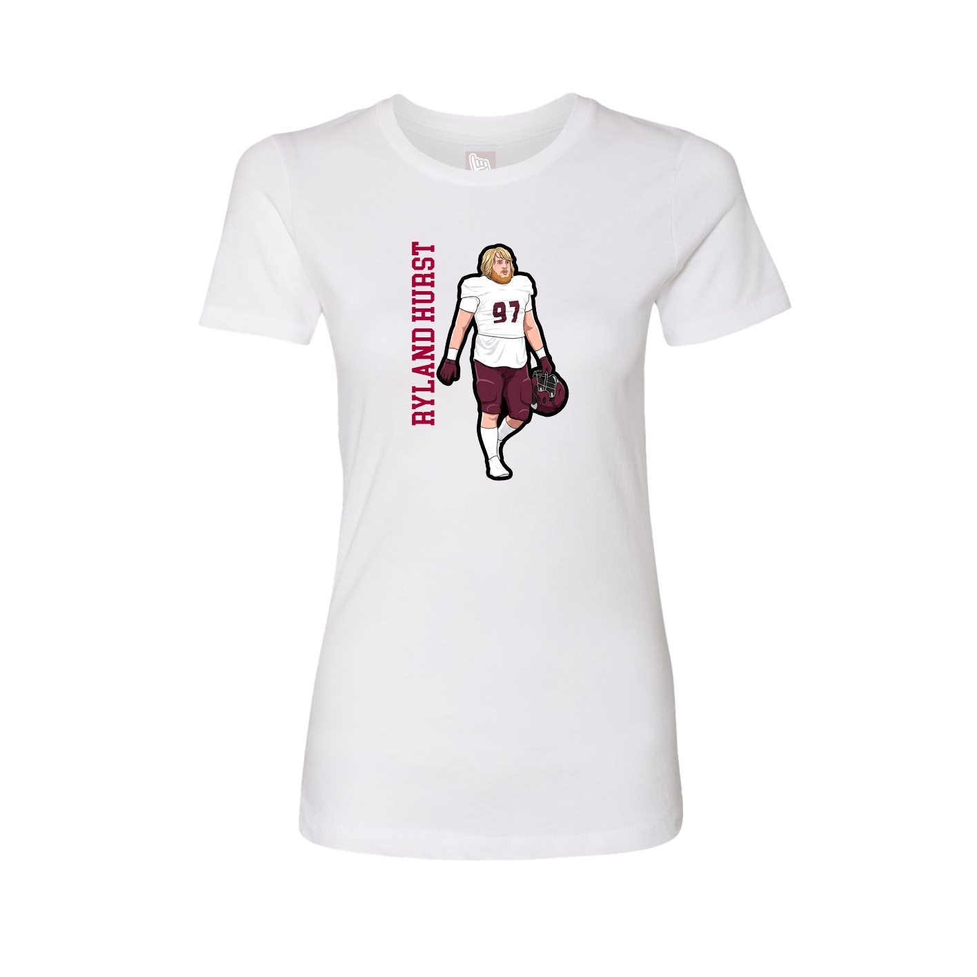 Fitted Women's Tee — Name Vertical in White