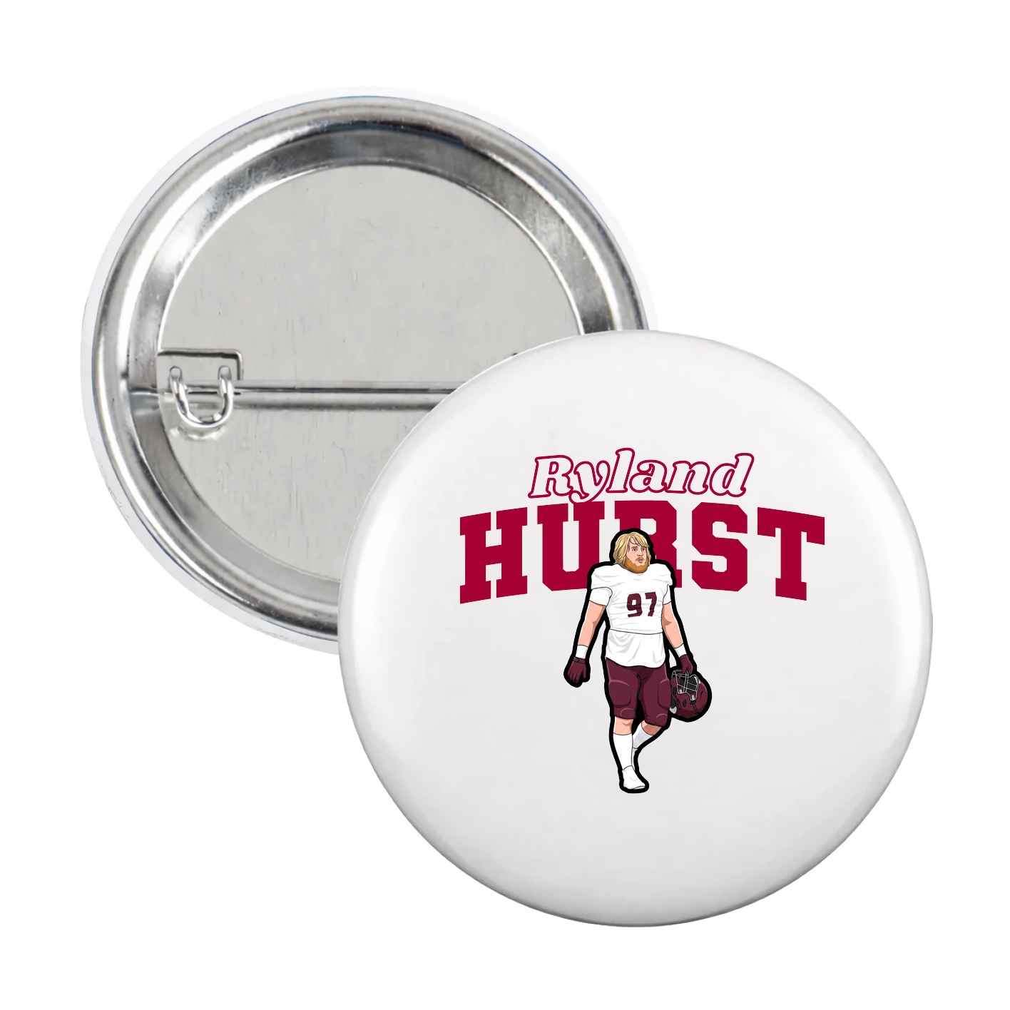 Game Day Button — Name Arch in White