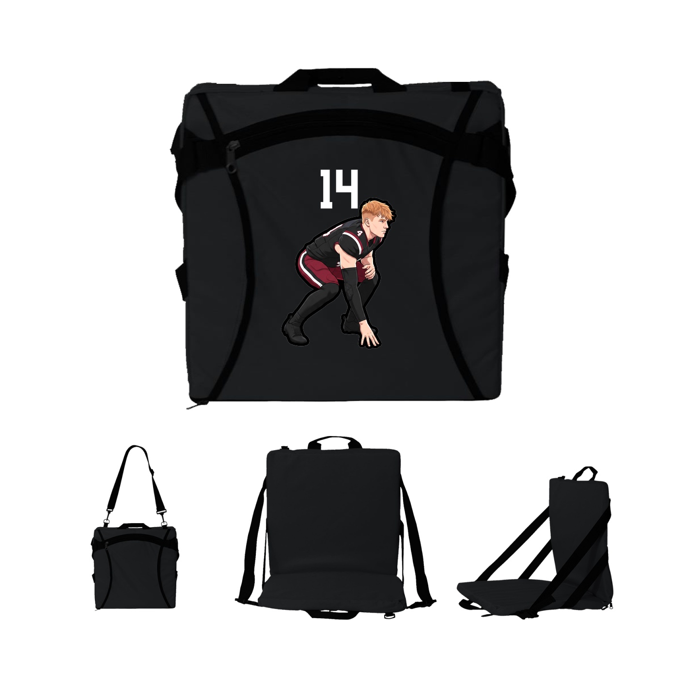 Folding Stadium Seat — Number Top in Black