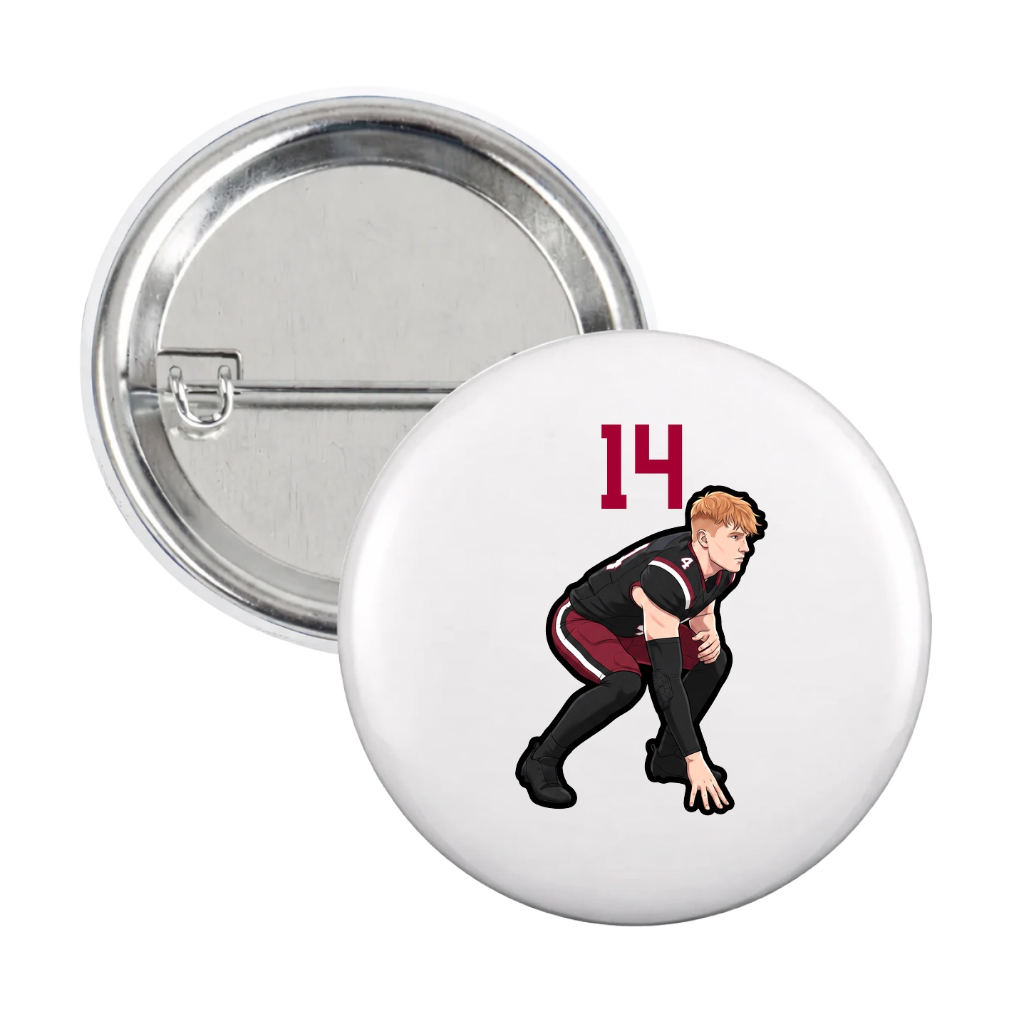 Game Day Button — Number Top in White