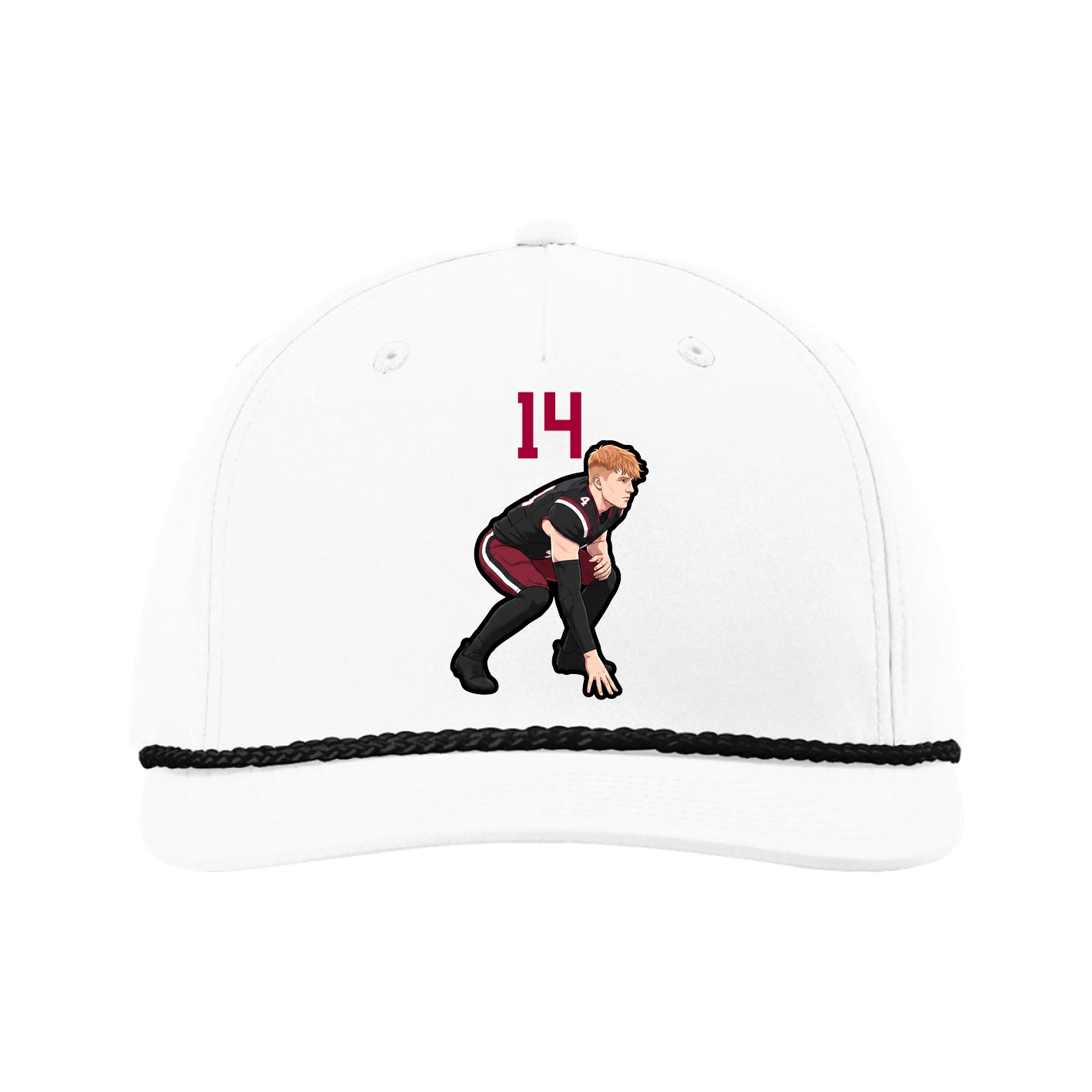 Five-Panel Classic Rope Cap — Number Top in White