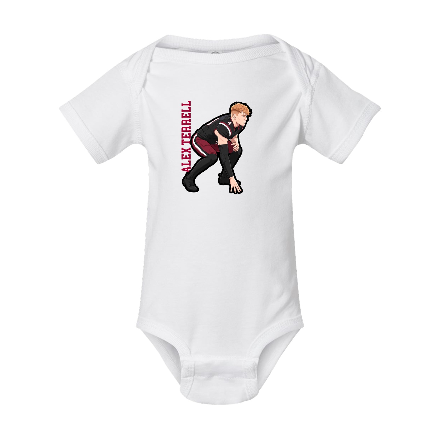 Baby Onesie — Name Vertical in White