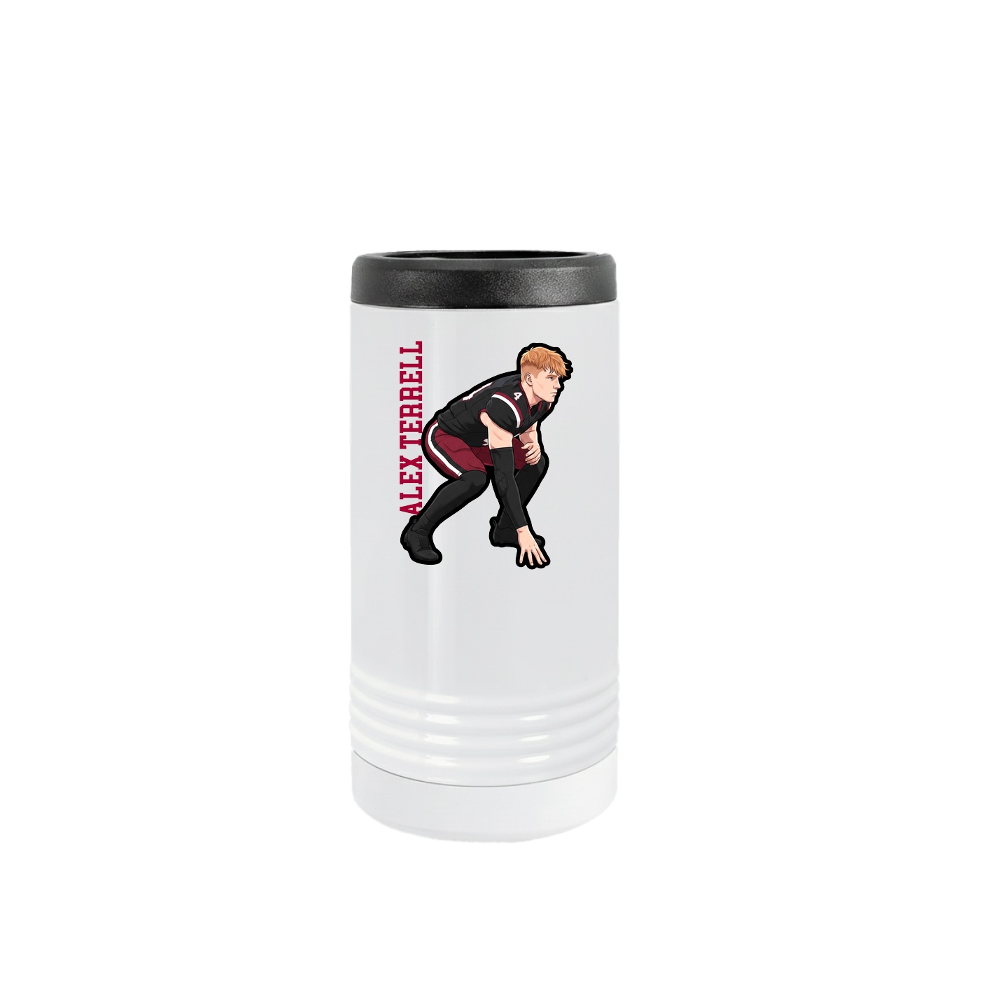 Slim Beverage Holder — Name Vertical in White