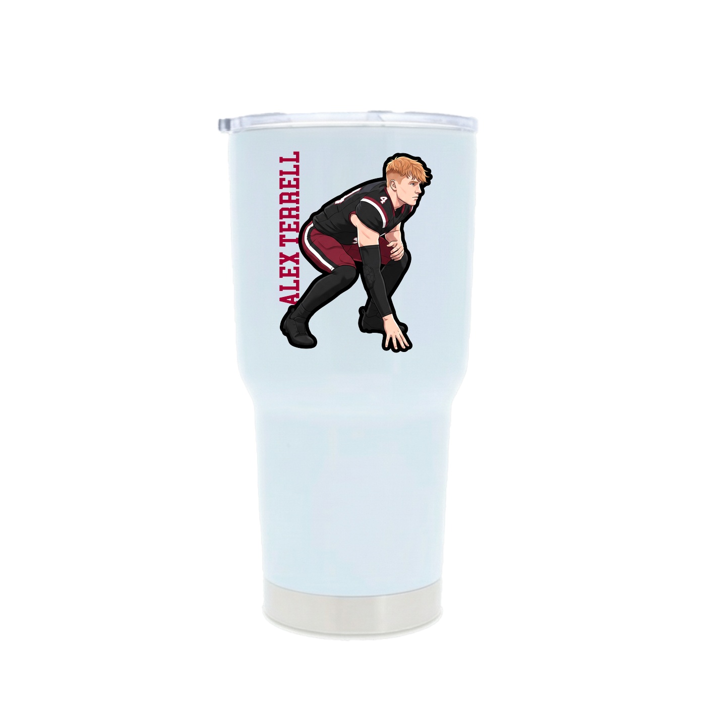 30oz Stainless Steel Tumbler — Name Vertical in White