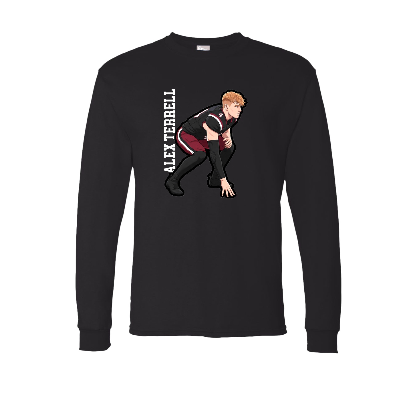 Long Sleeve Tee — Name Vertical in Black