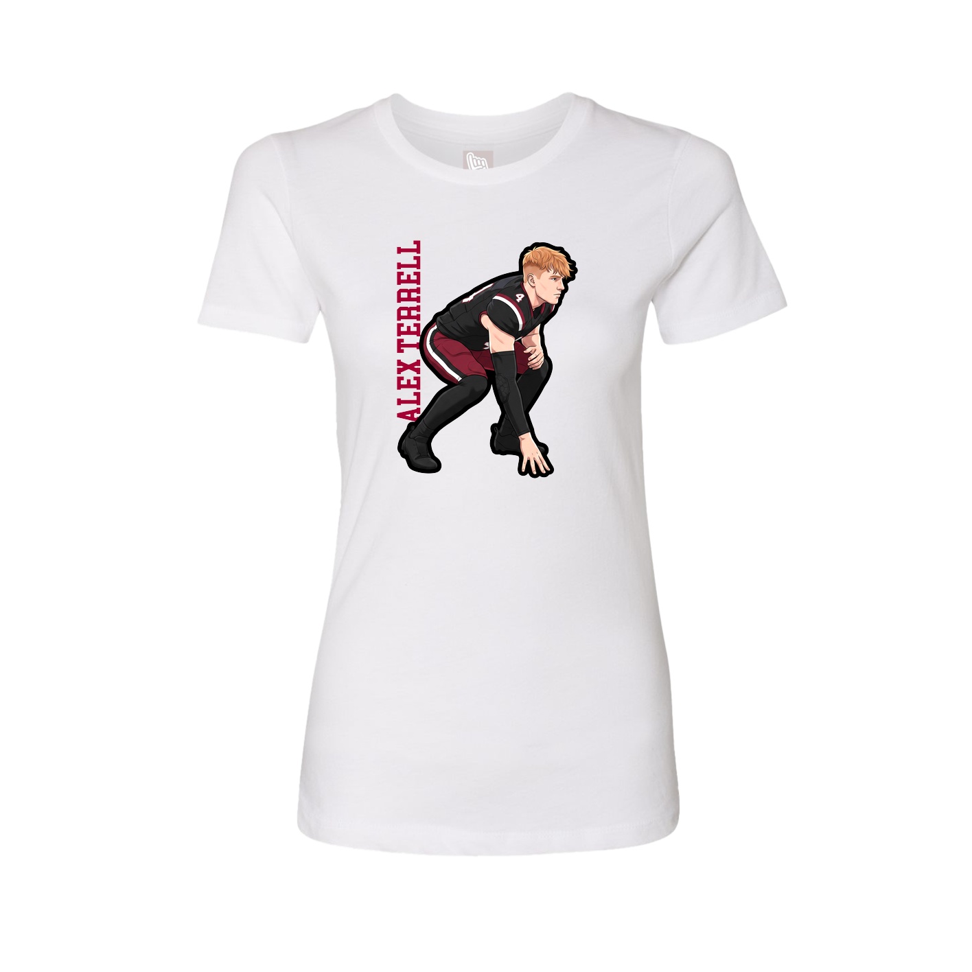 Fitted Women's Tee — Name Vertical in White
