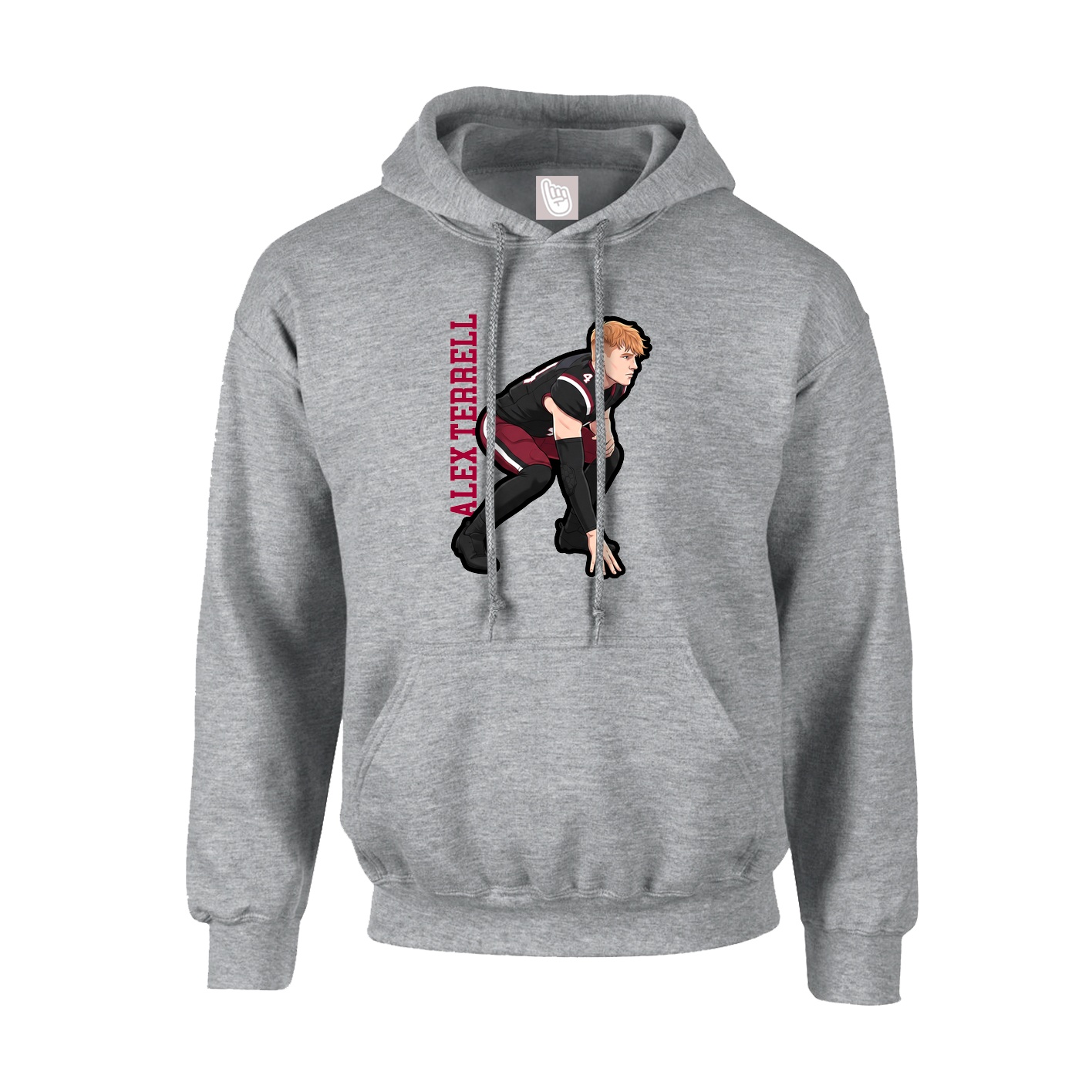Hoodie — Name Vertical in Grey