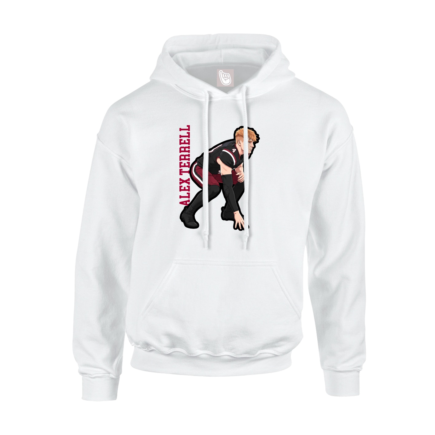Youth Hoodie — Name Vertical in White