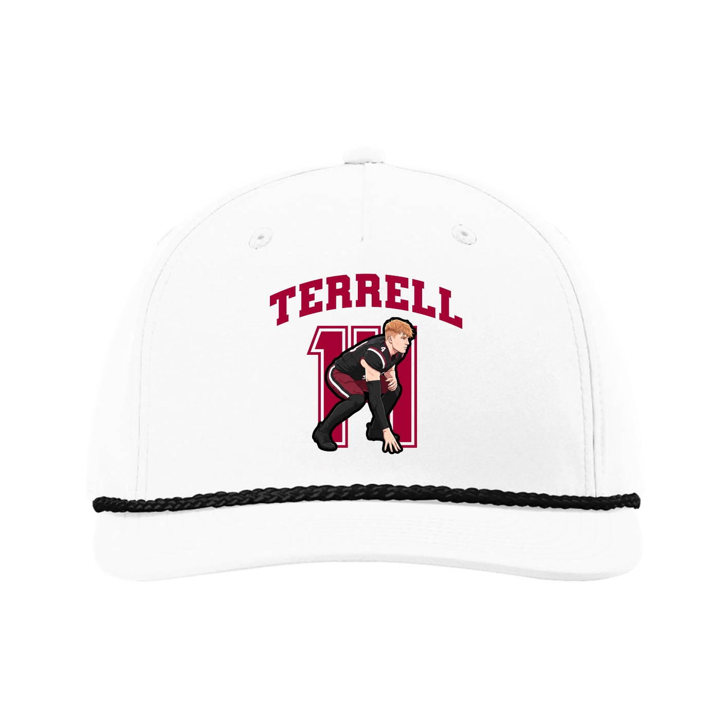 Five-Panel Classic Rope Cap — Number in White