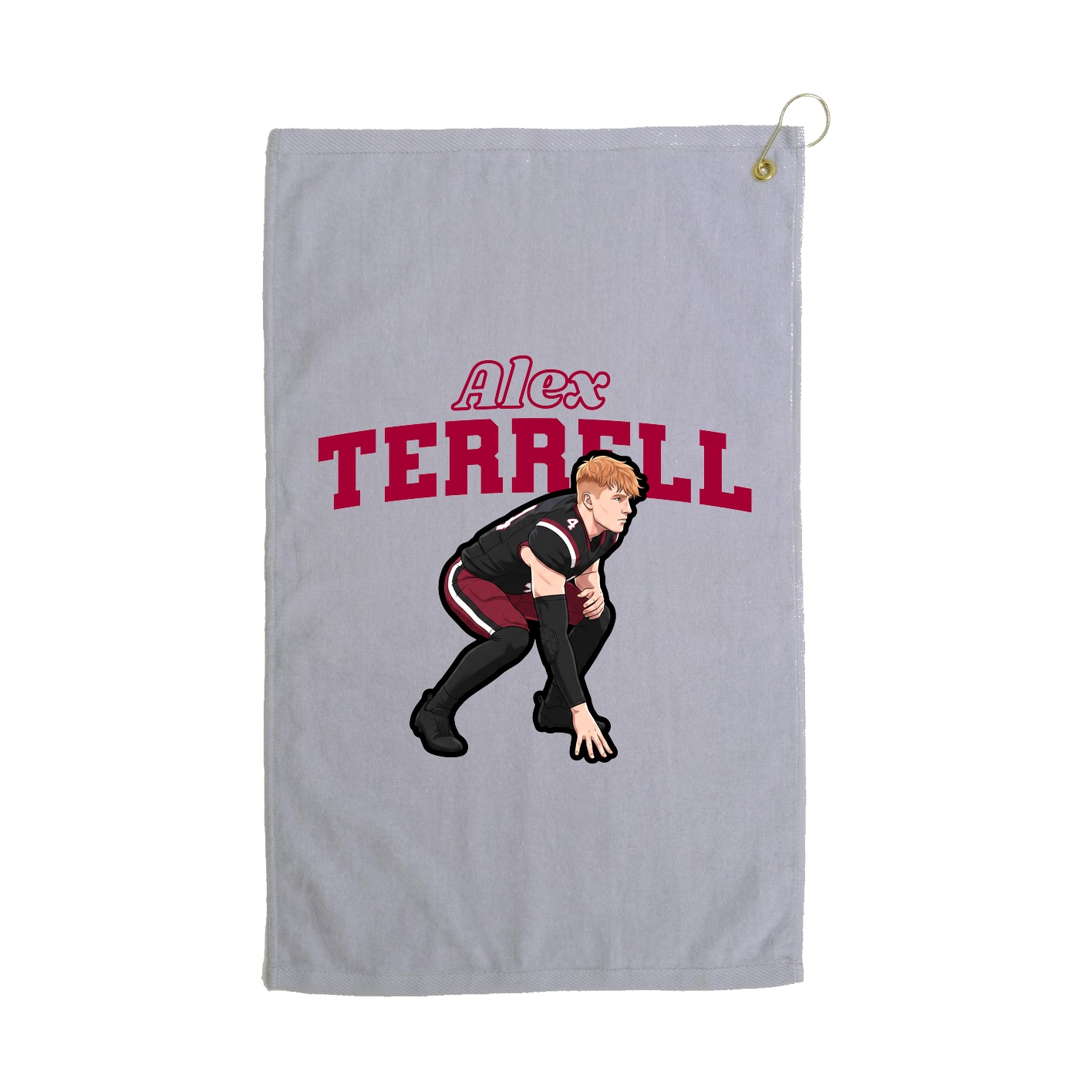 Golf Towel — Name Arch in Grey