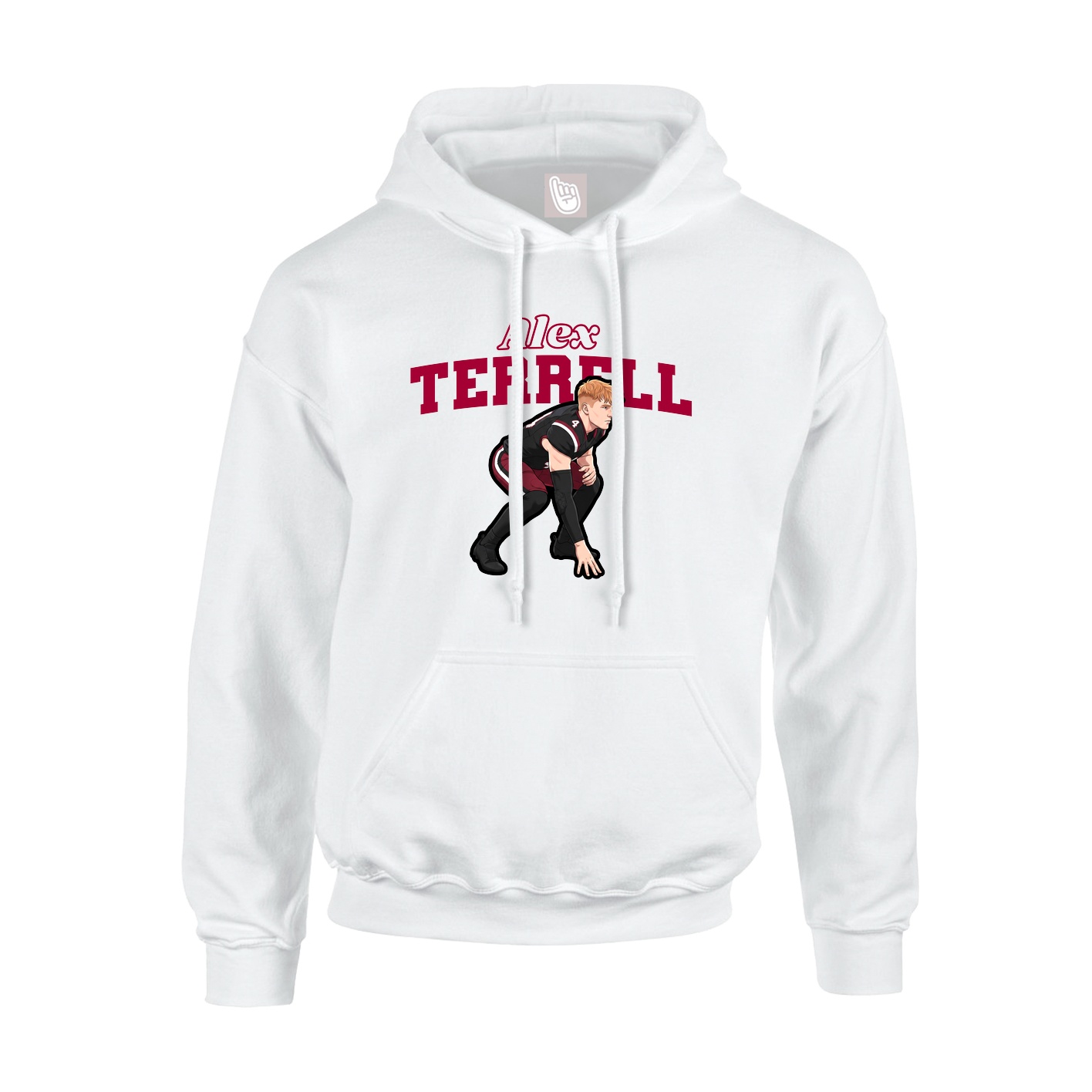 Youth Hoodie — Name Arch in White