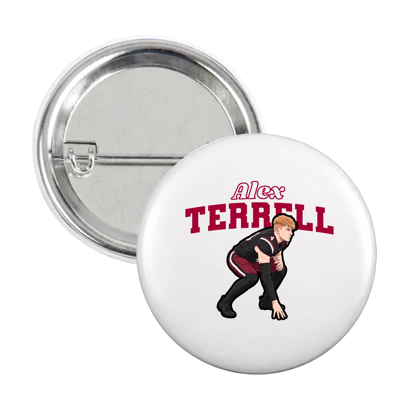 Game Day Button — Name Arch in White