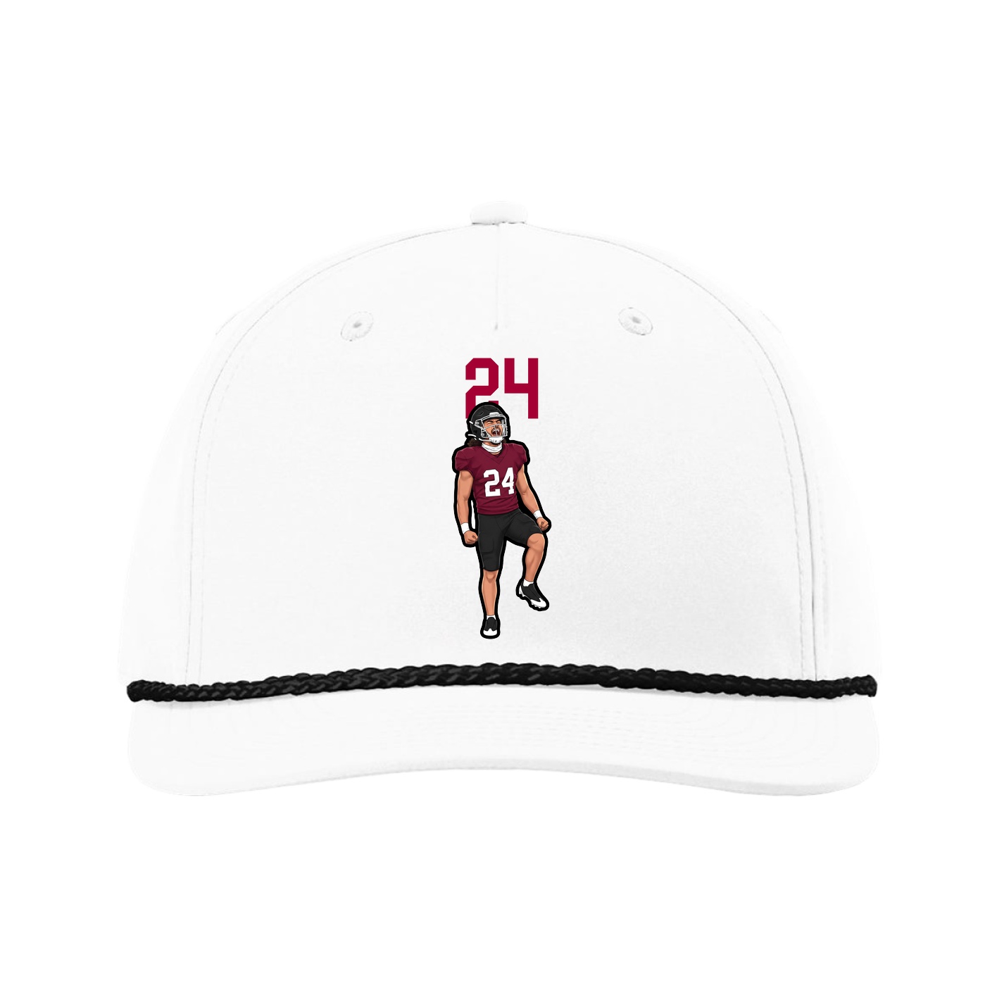 Five-Panel Classic Rope Cap — Number Top in White