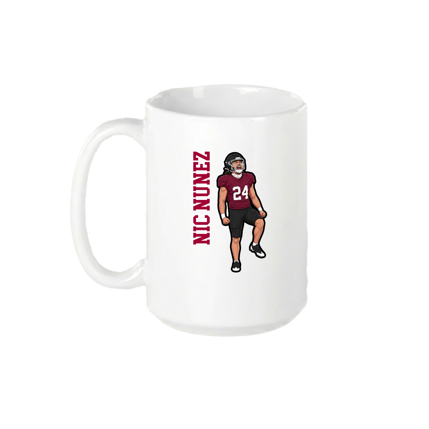 15oz Coffee Mug — Name Vertical in White