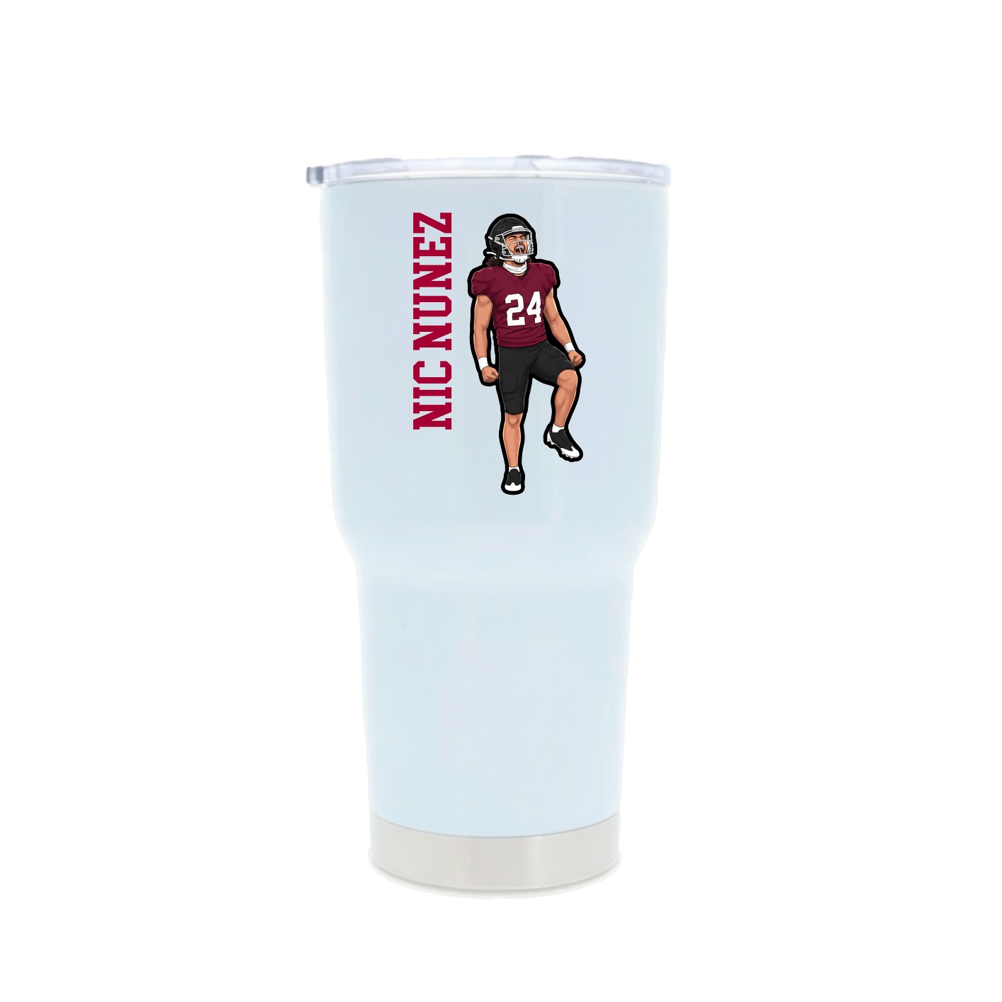 30oz Stainless Steel Tumbler — Name Vertical in White