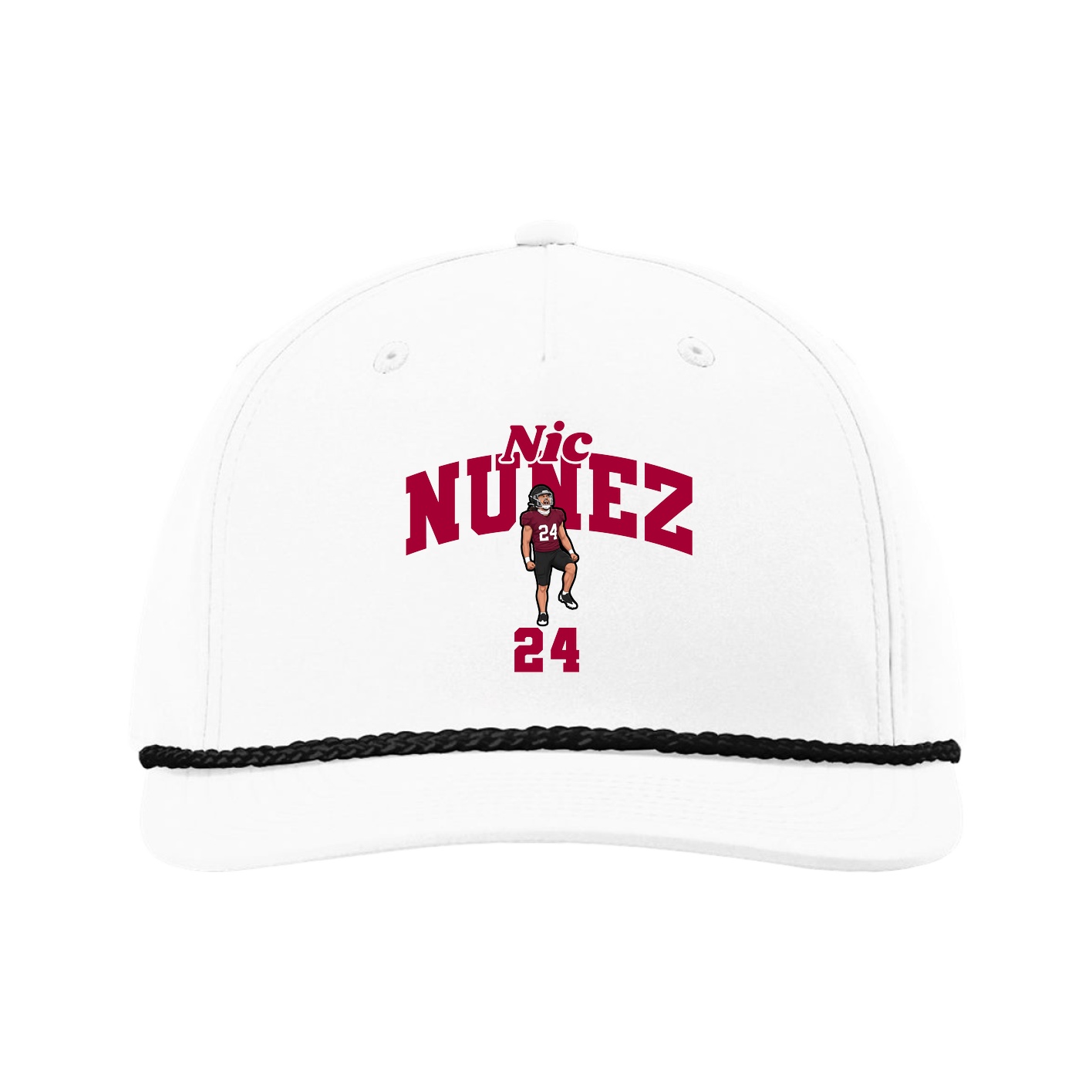 Five-Panel Classic Rope Cap — Signature Arch in White
