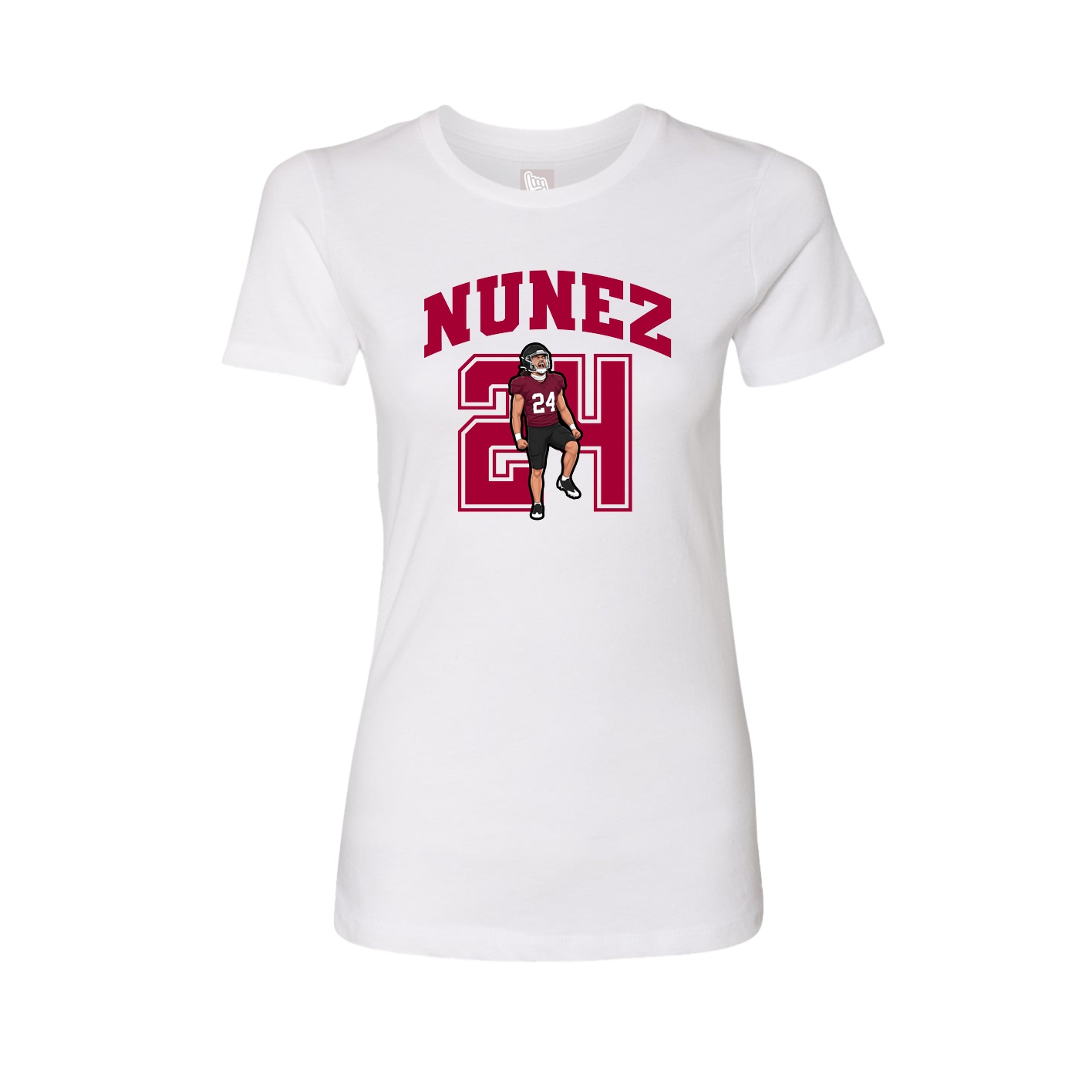 Fitted Women's Tee — Number in White
