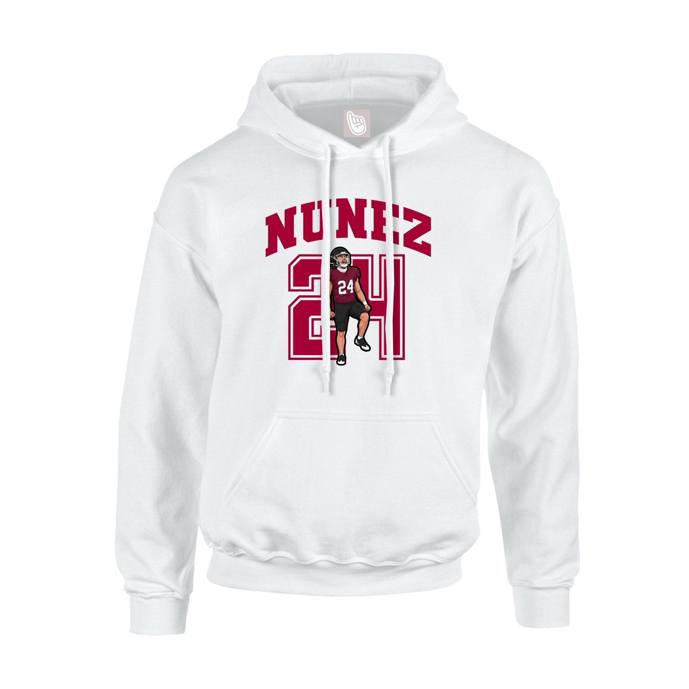 Youth Hoodie — Number in White