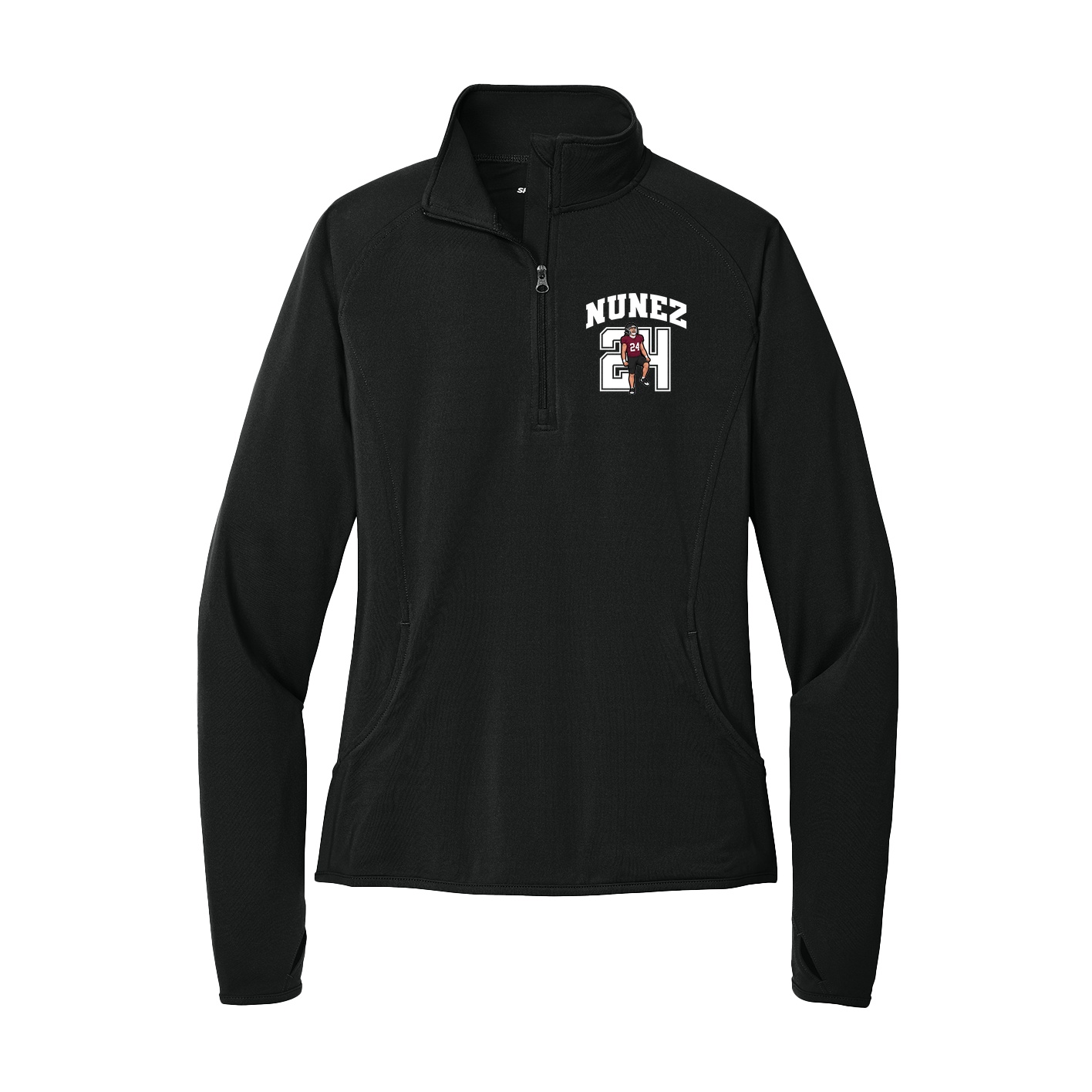 Women's Q-Zip Pullover — Number in Black