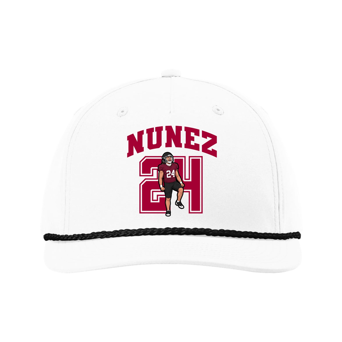 Five-Panel Classic Rope Cap — Number in White