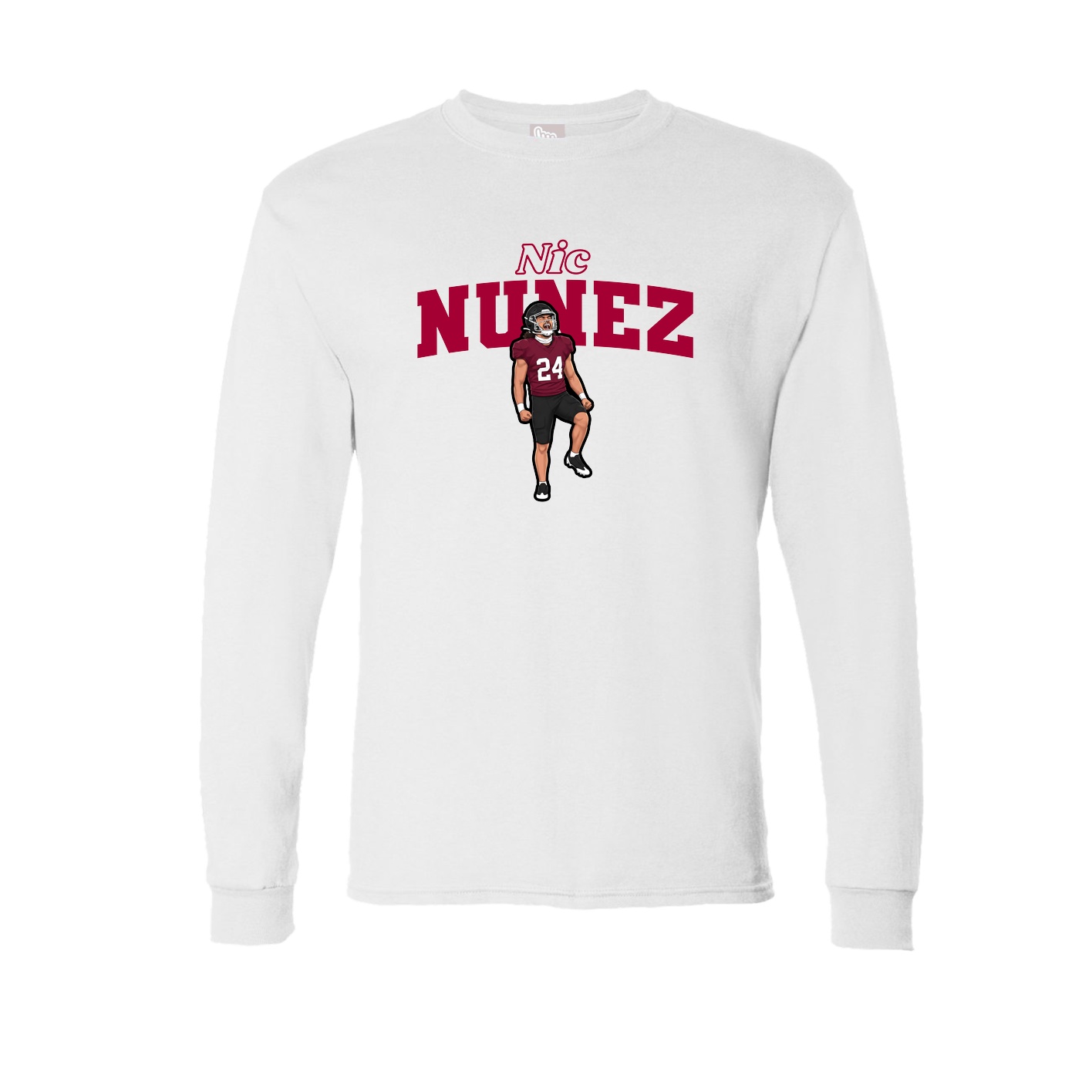 Long Sleeve Tee — Name Arch in White
