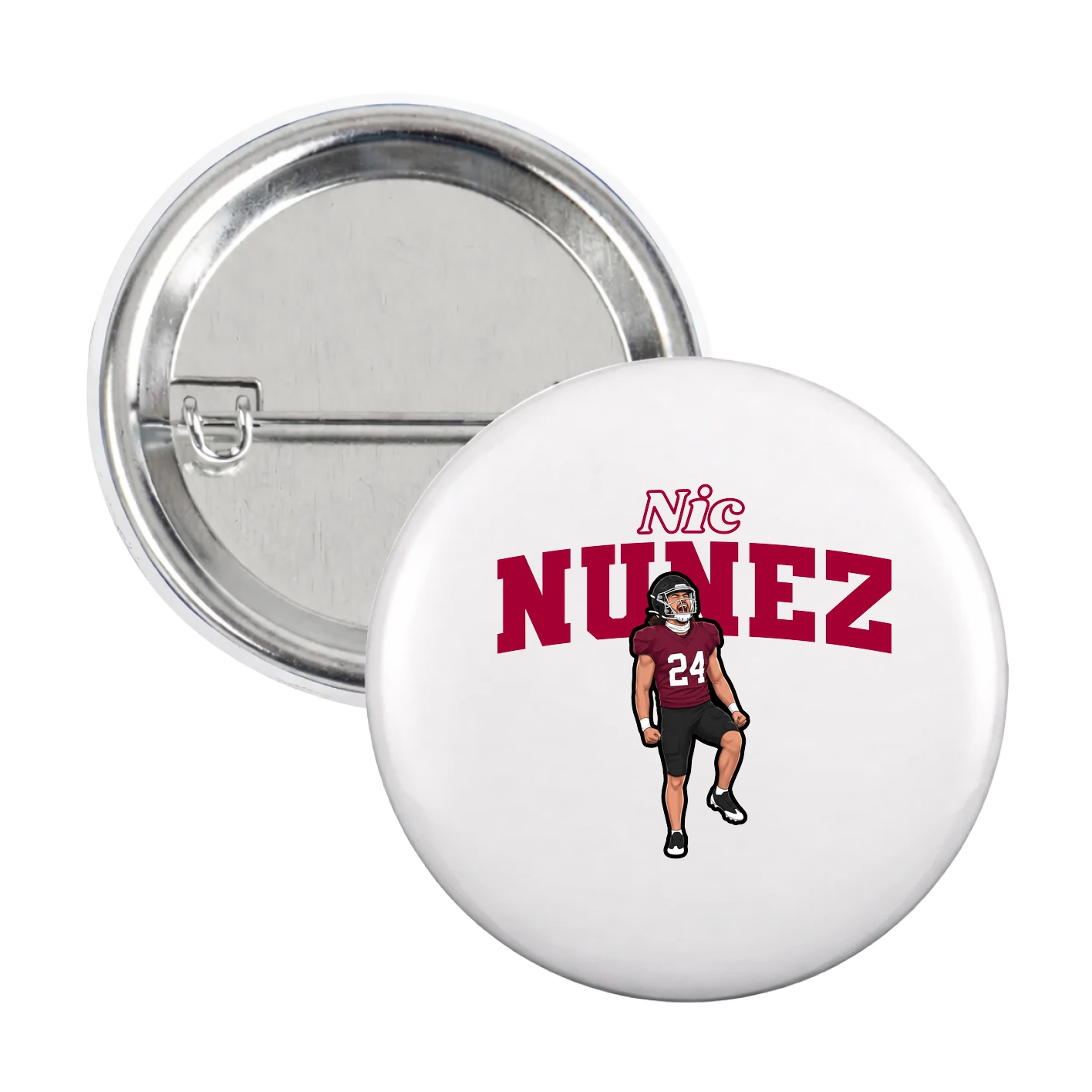 Game Day Button — Name Arch in White