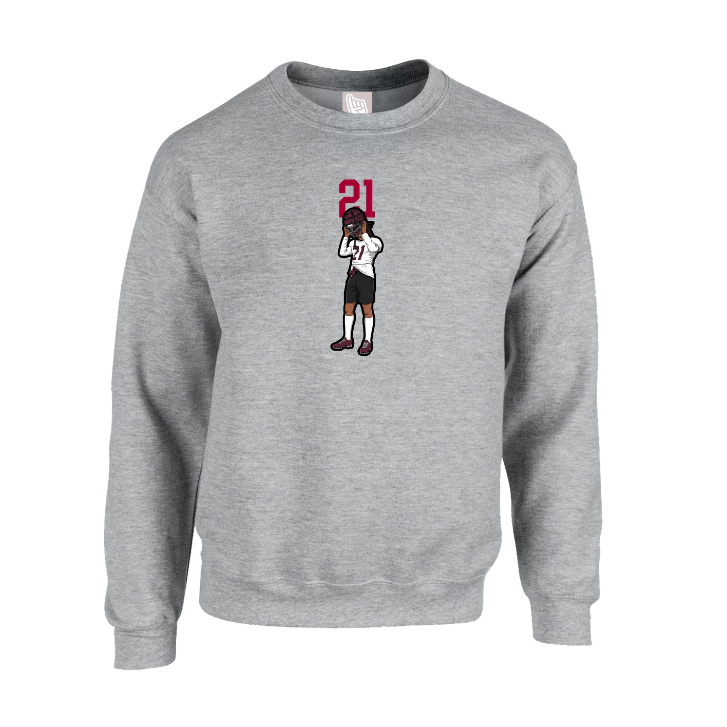 Fleece Crew — Number Top in Grey