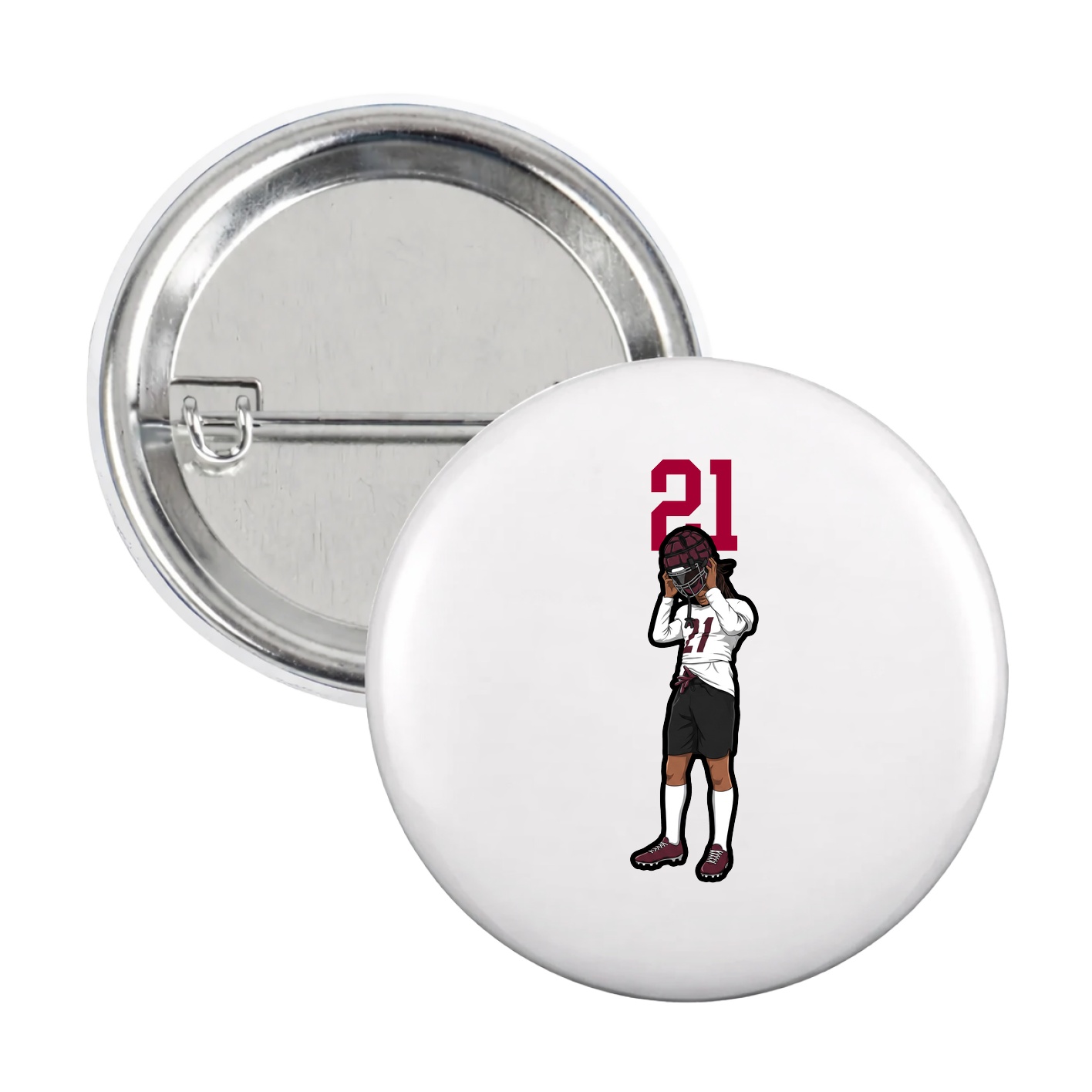 Game Day Button — Number Top in White