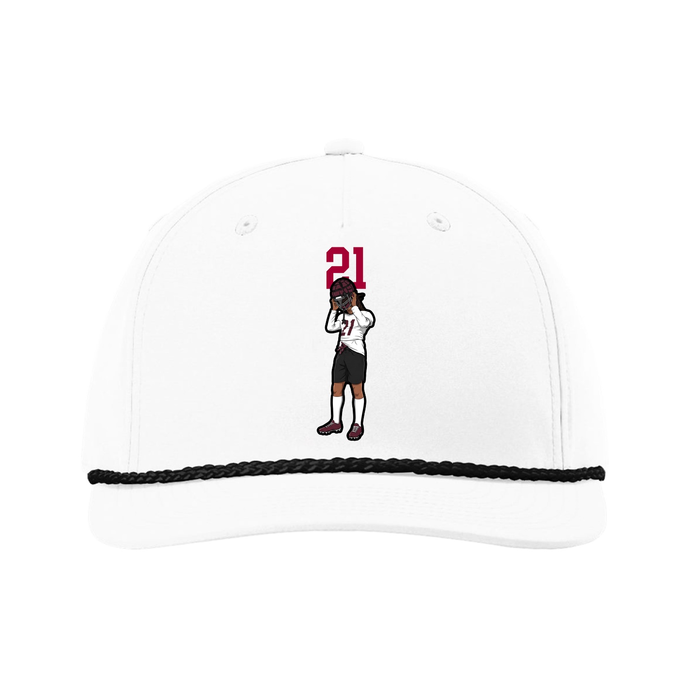 Five-Panel Classic Rope Cap — Number Top in White
