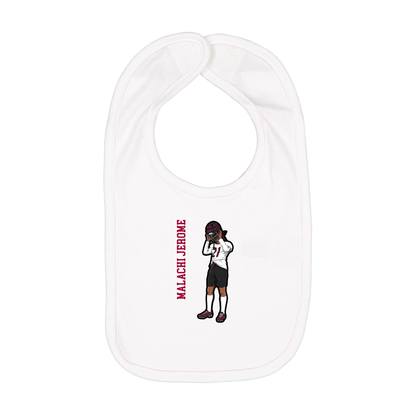 Infant Bib — Name Vertical in White