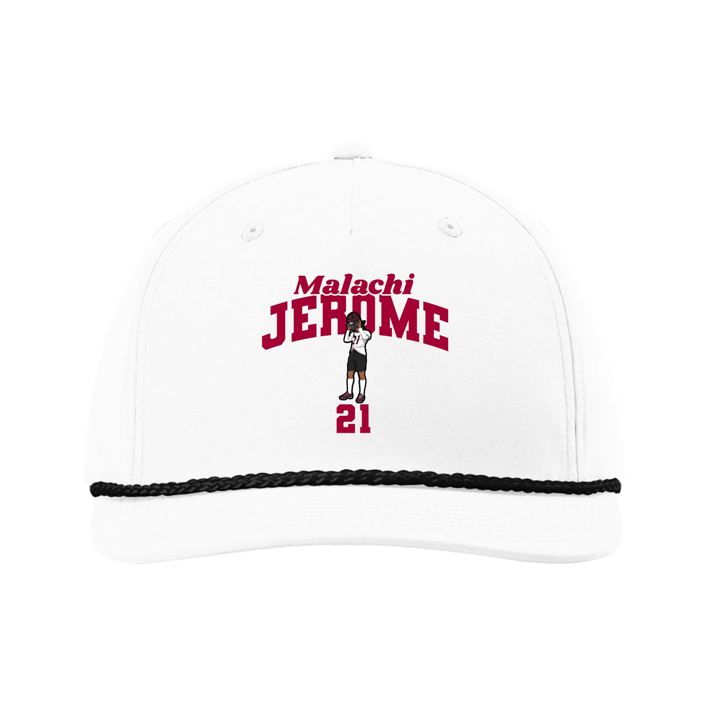 Five-Panel Classic Rope Cap — Signature Arch in White