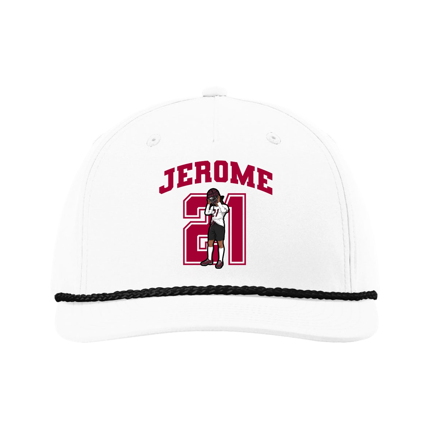 Five-Panel Classic Rope Cap — Number in White