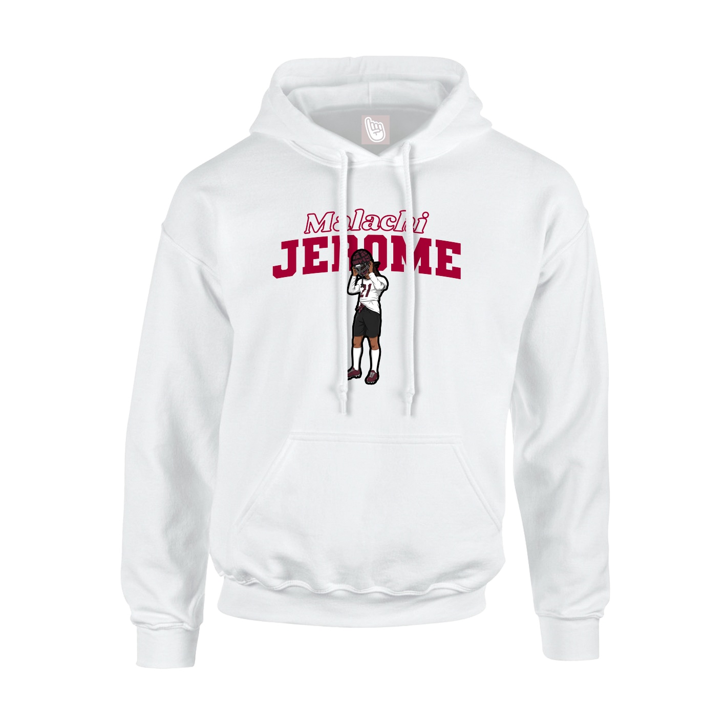 Youth Hoodie — Name Arch in White