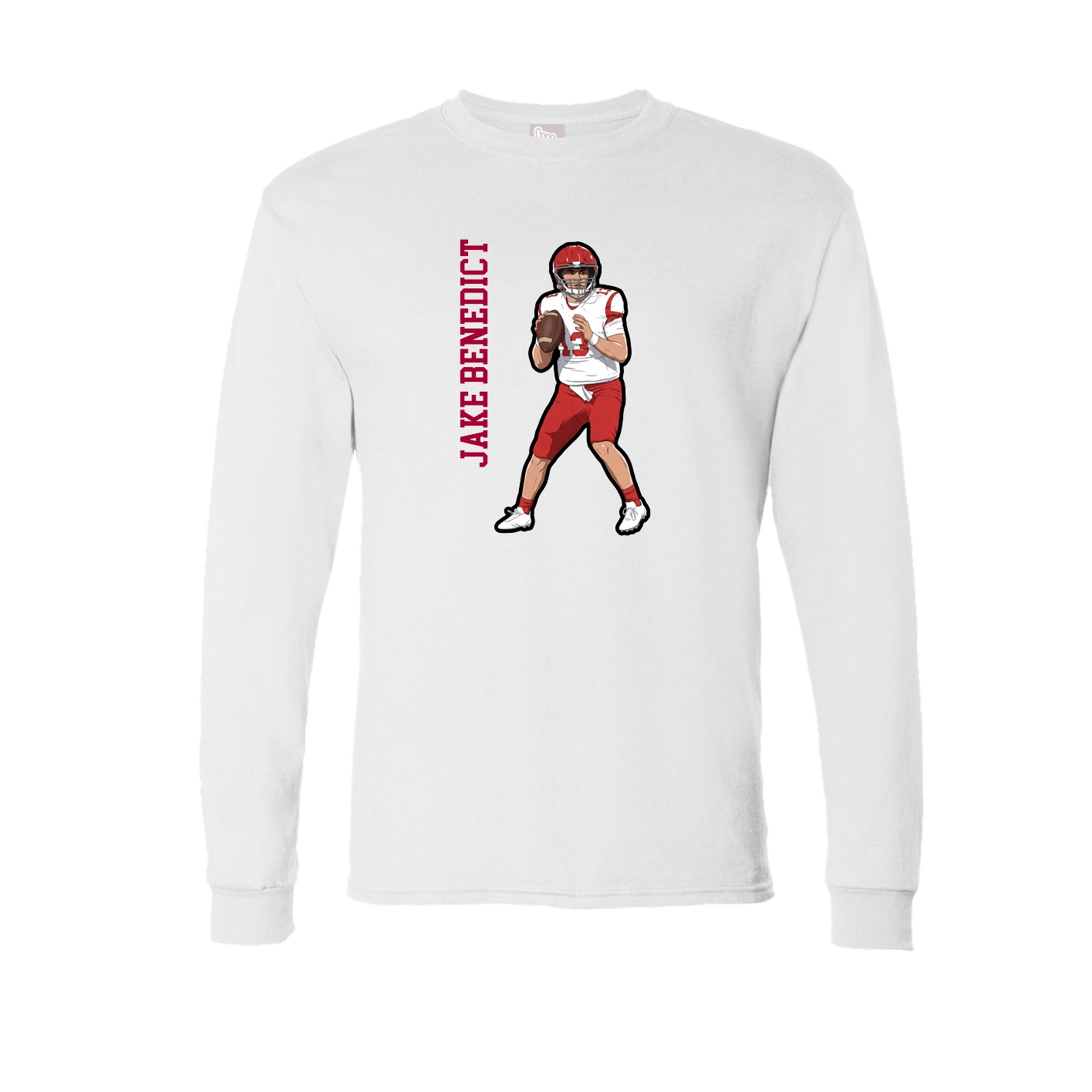 Long Sleeve Tee — Name Vertical in White