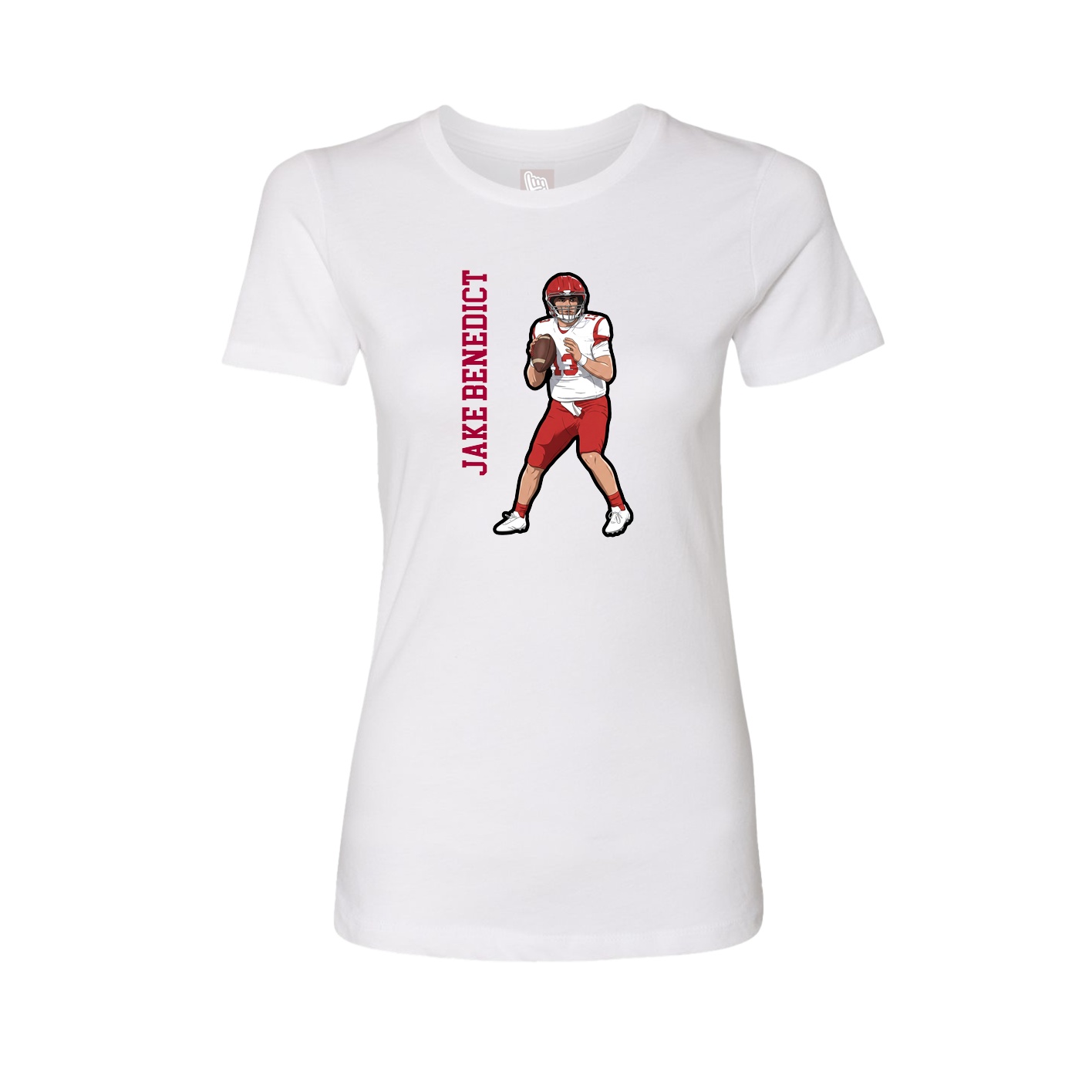 Fitted Women's Tee — Name Vertical in White