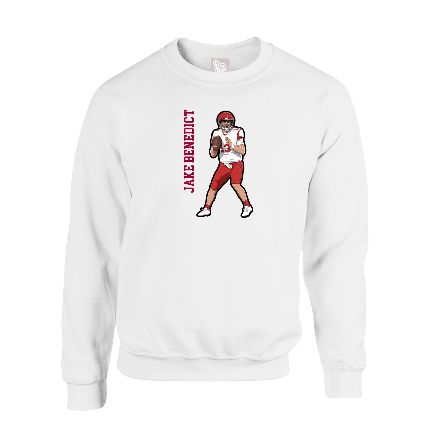 Fleece Crew — Name Vertical in White